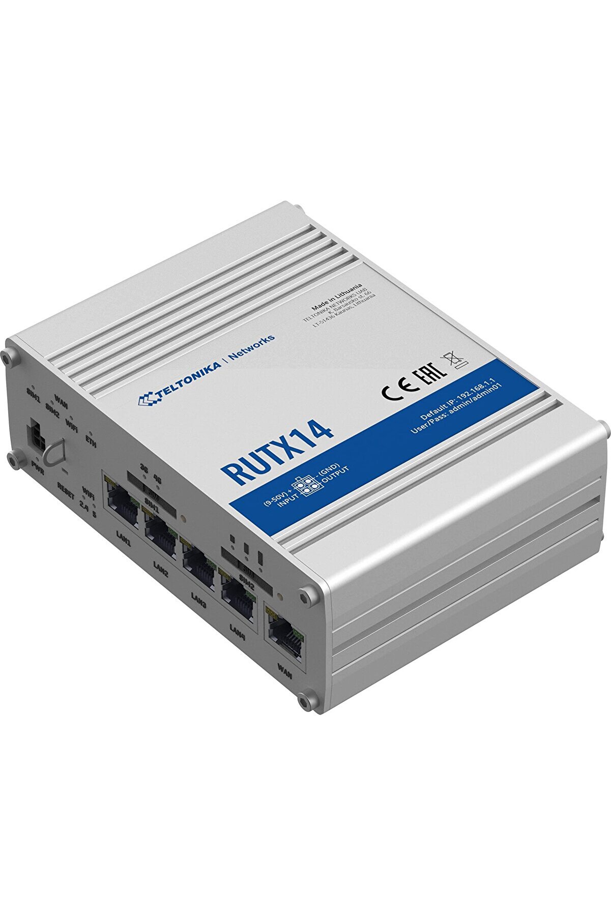 RUTX14000000 Model RUTX14 LTE Çift Sim Endüstriyel Hücresel Yönlendirici; Avrupa, Orta Doğ