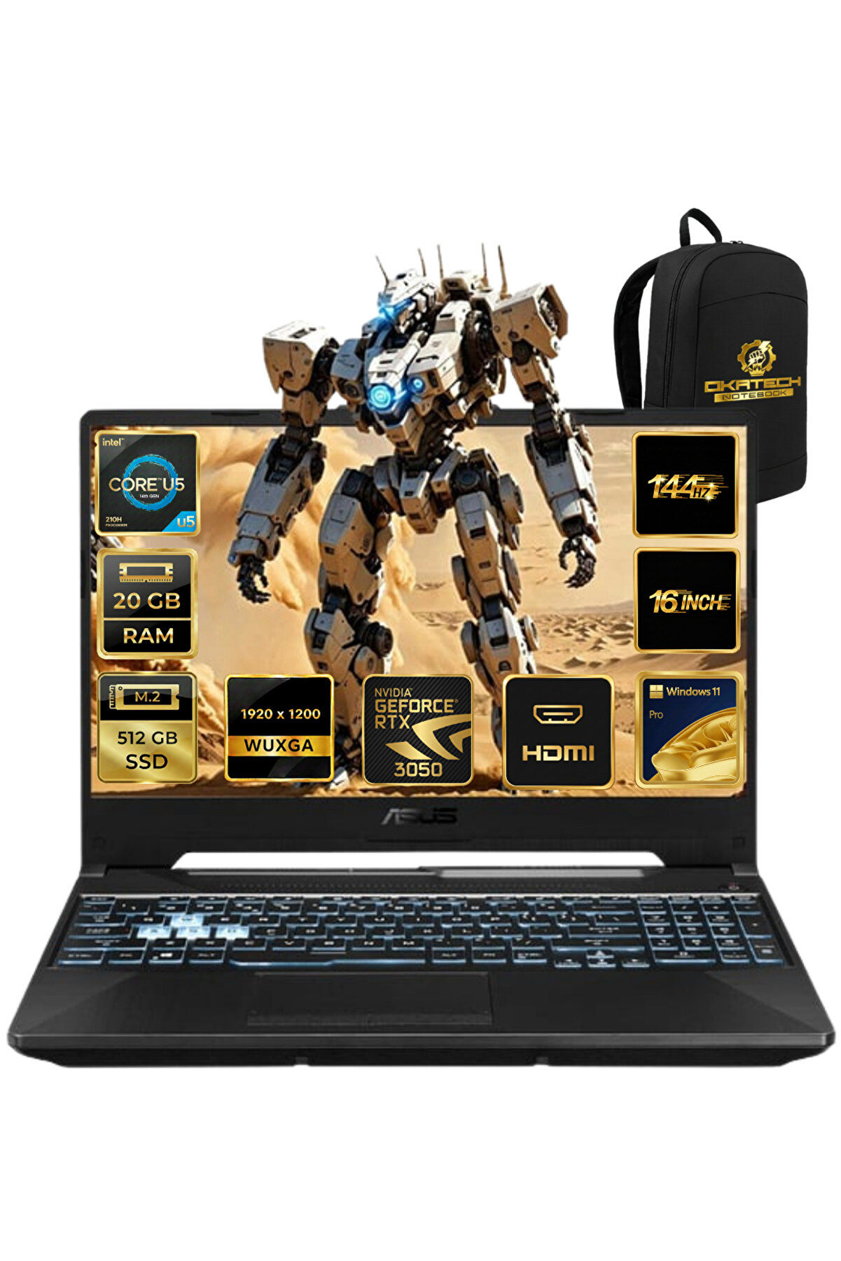 TUFGamingF16 IntelCore5 210H 20 GB RAM 512GB SSD RTX3050 6 GB WİN11PRO 16