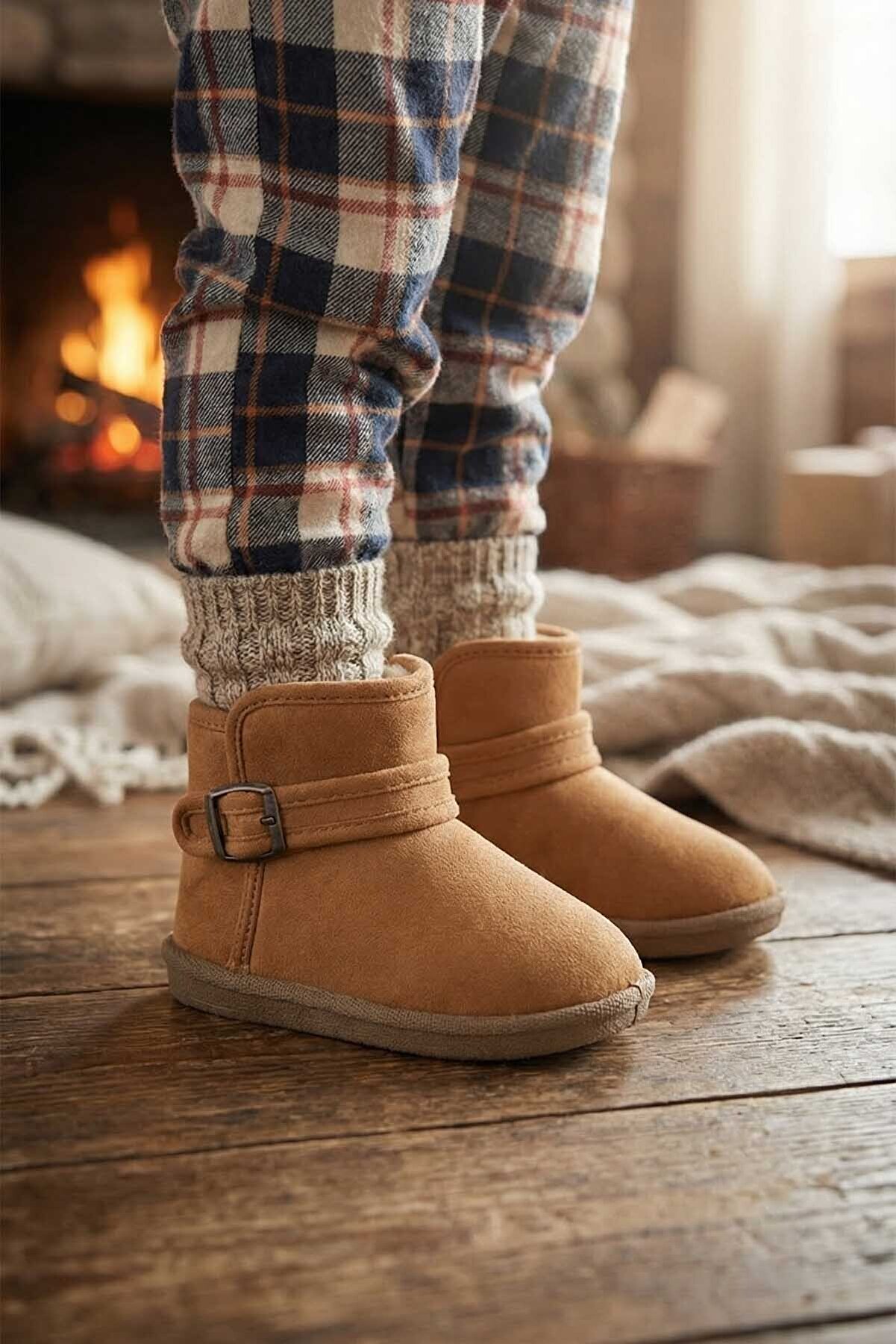 Gezer Kız Çocuk Kışlık Boğazdan Peluşlu Ev Bahçe Ayakkabısı