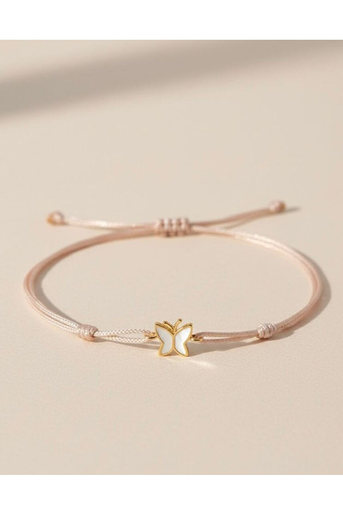 Altıncık 14 Ayar Altın Kelebek Pembe İpli Bileklik