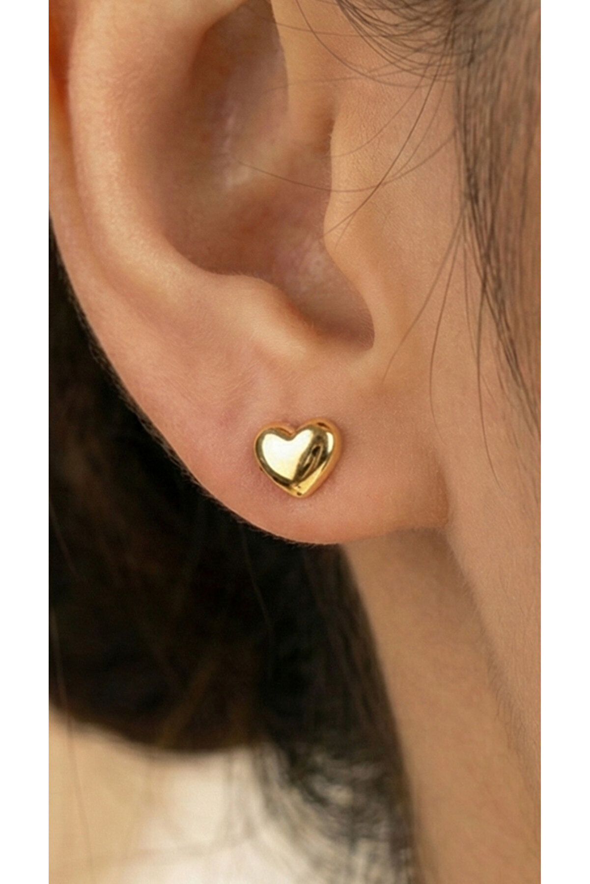 Ycl Jewellery 14 Ayar (Çi̇ft) Altın Zarif Altın Kalp Küpe