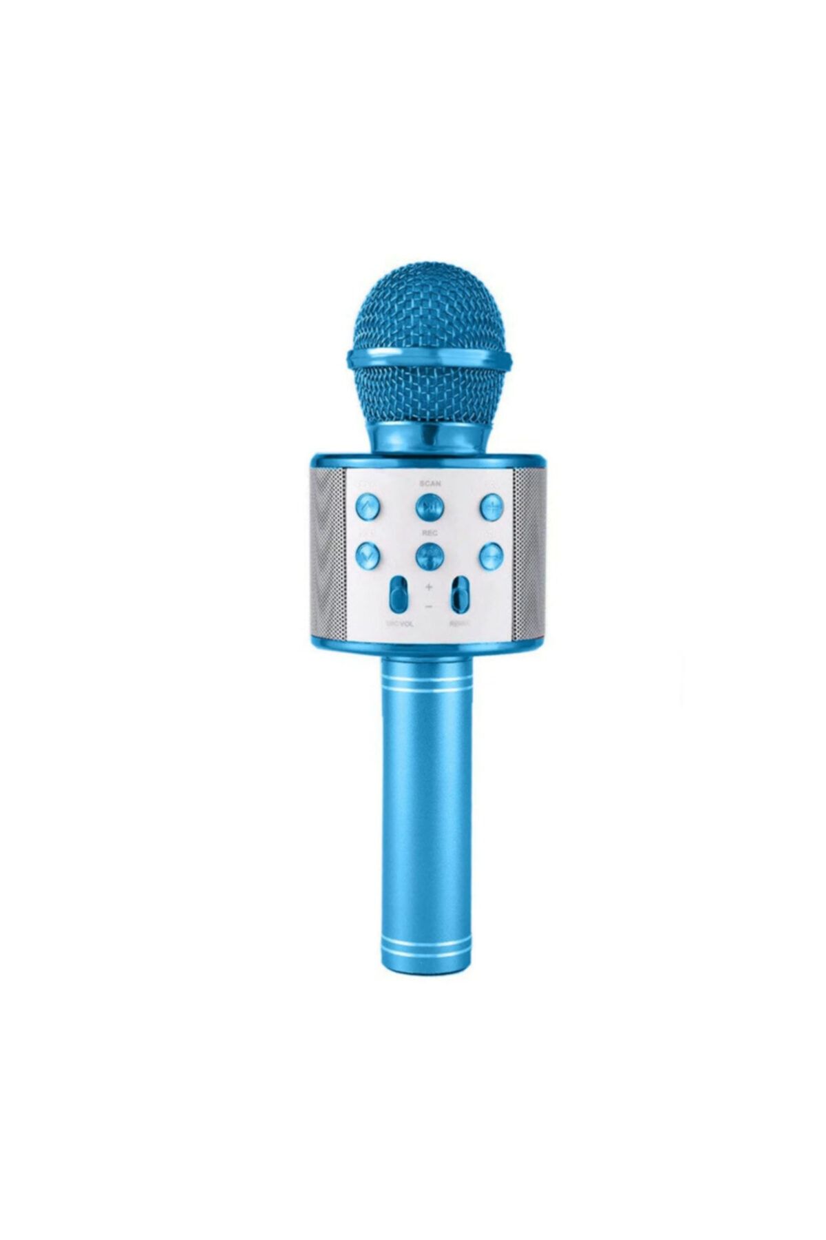 pazariz Wster Ws-858 Mavi Karaoke Mikrofon Bluetooth Hoparlör Aux Usb Mikro Sd Kart Girişli