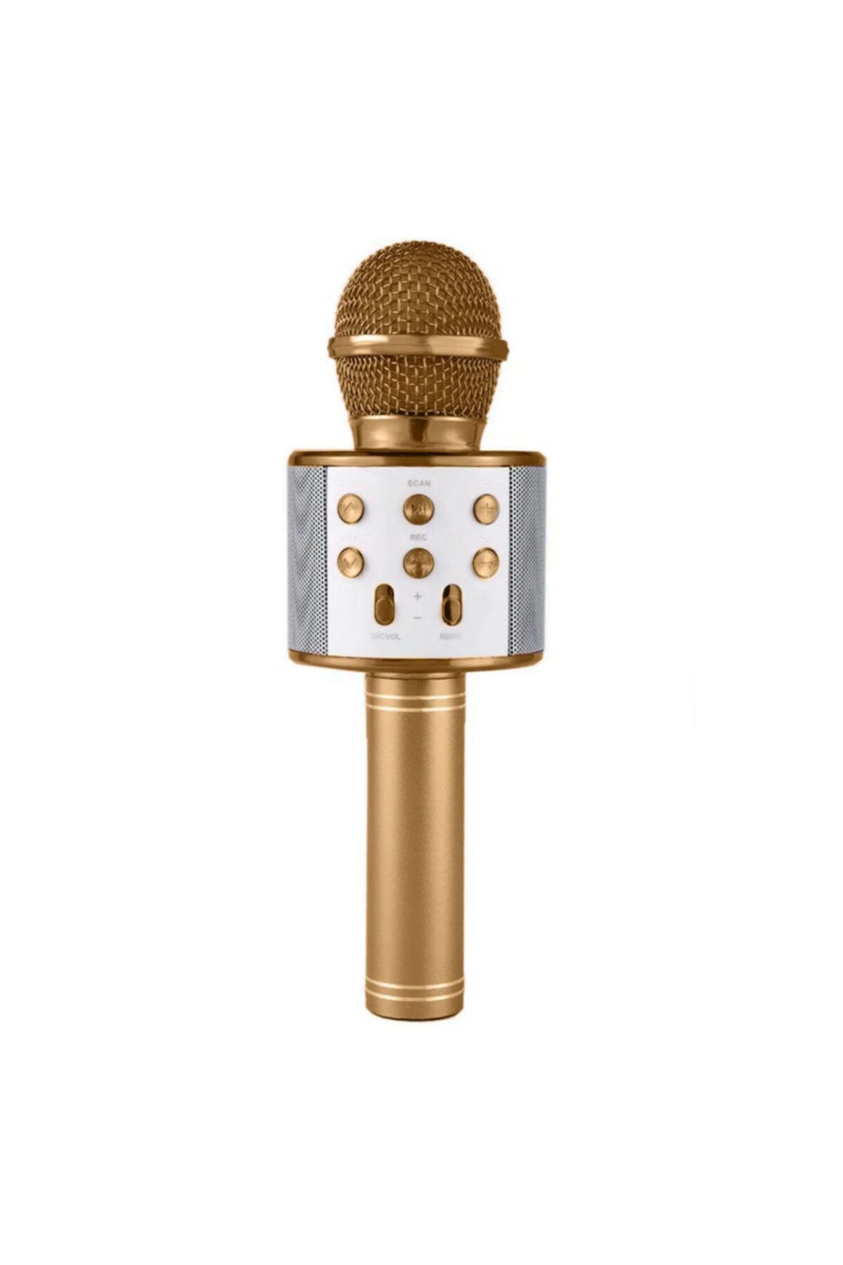 pazariz Wster Ws-858 Gold Karaoke Mikrofon Bluetooth Hoparlör Aux Usb Mikro Sd Kart Girişli