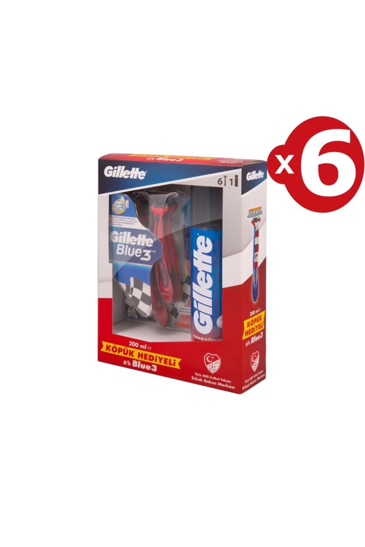 Gillette Milli Takım Özel Seri Blue3 6 Adet+köpük 200 Ml X 6 Adet Set