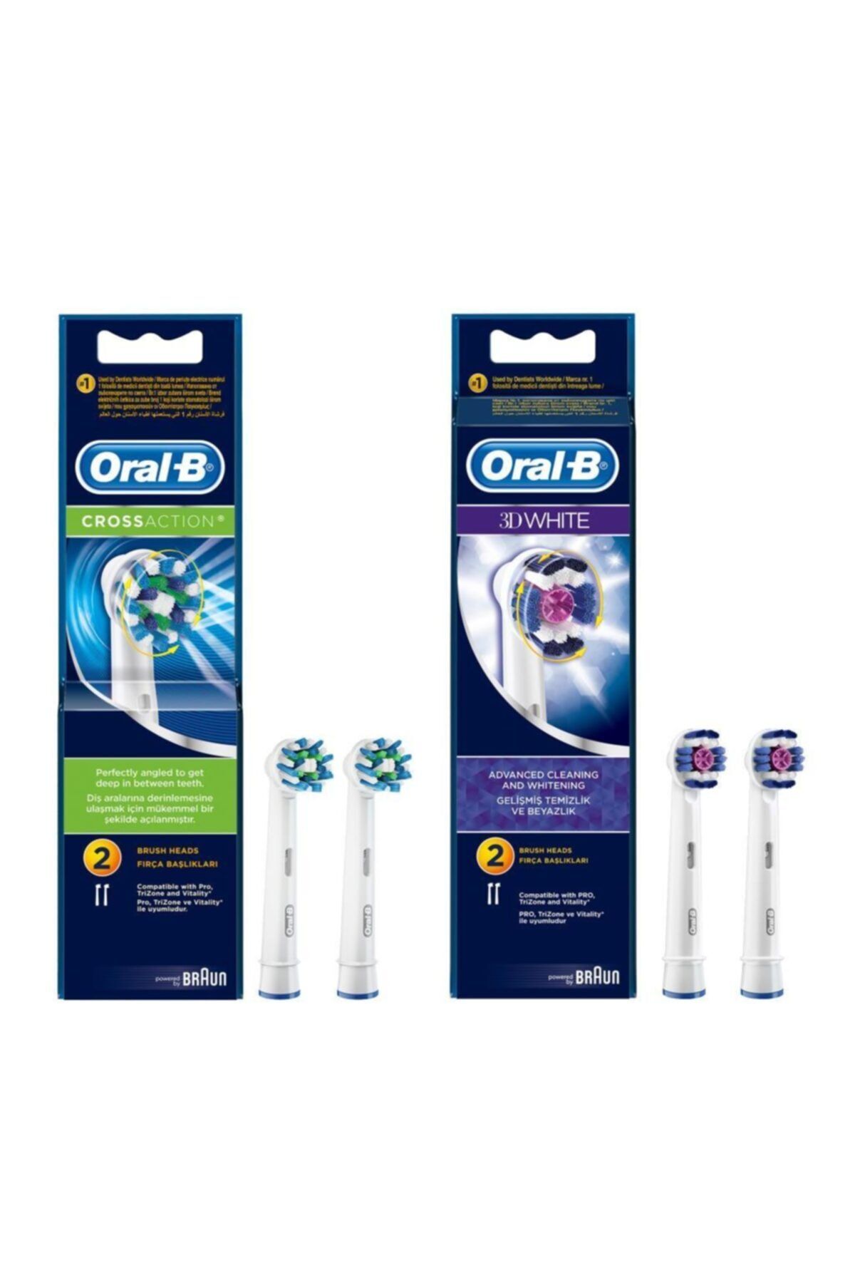 Oral-B Diş Fırçası Yedek Başlığı Cross Action 2'li+3d White 2'li