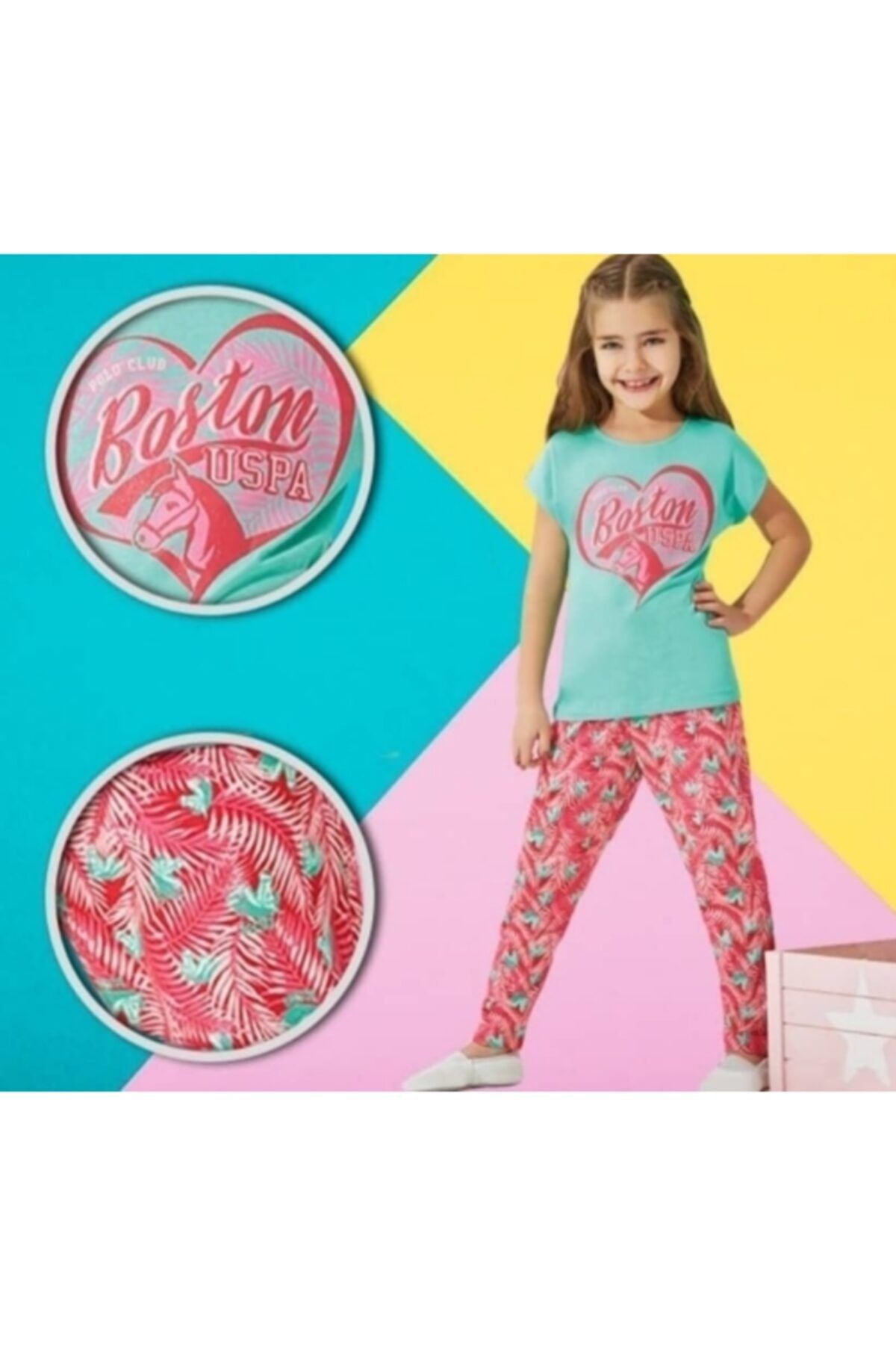 U.S. Polo Assn. Kız Çocuk Mint Yeşili Pijama Takımı