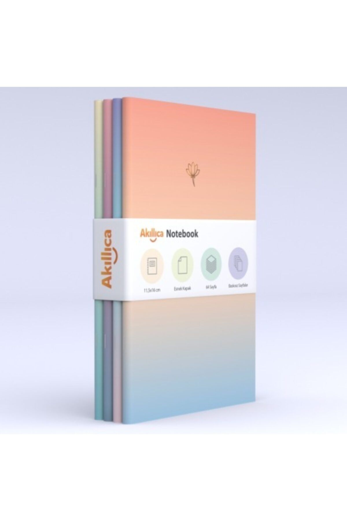 AKILLICA Notebook 4'lü Defter Set Soft Gradient Serisi 11,5x16 cm