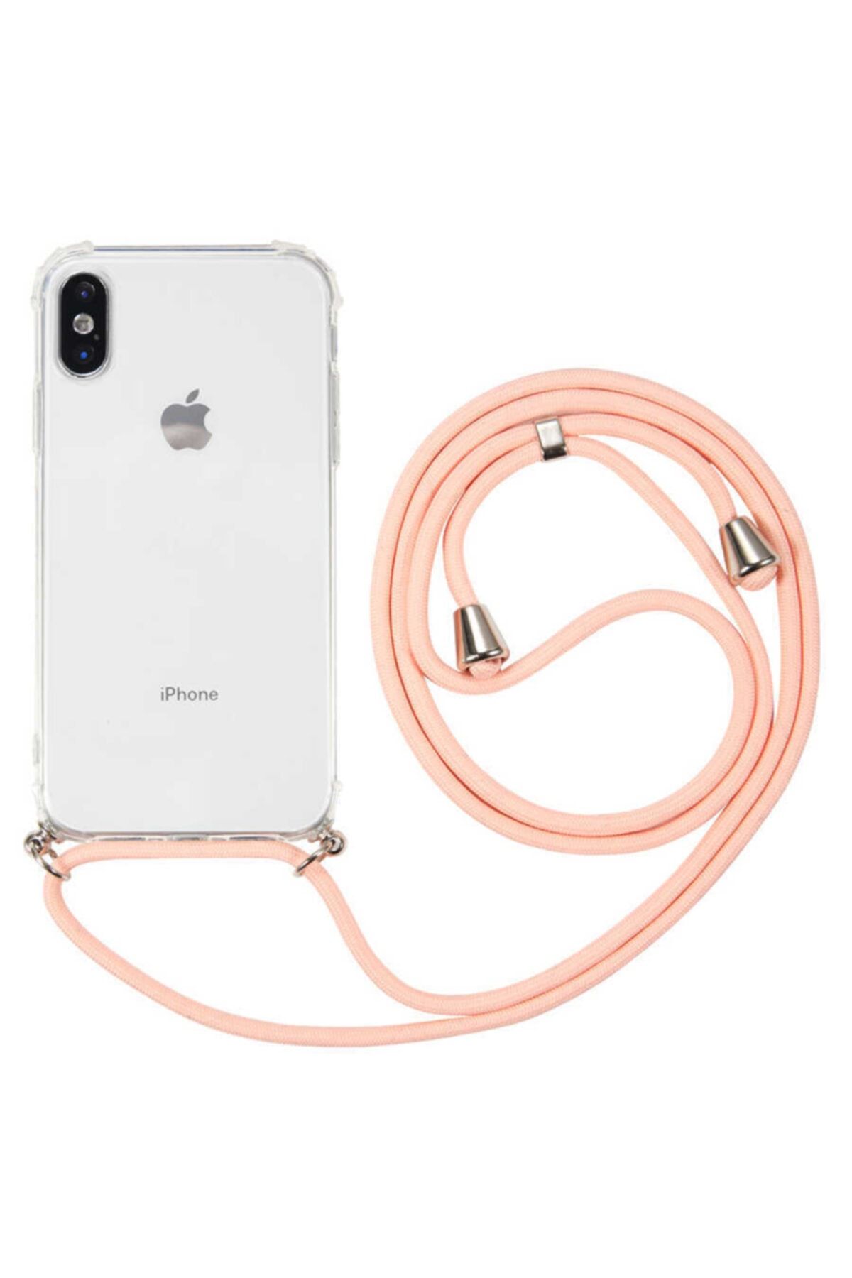 Fibaks Apple Iphone X Kılıf Ipli Boyun Askılı Köşe Korumalı Şeffaf Kapak