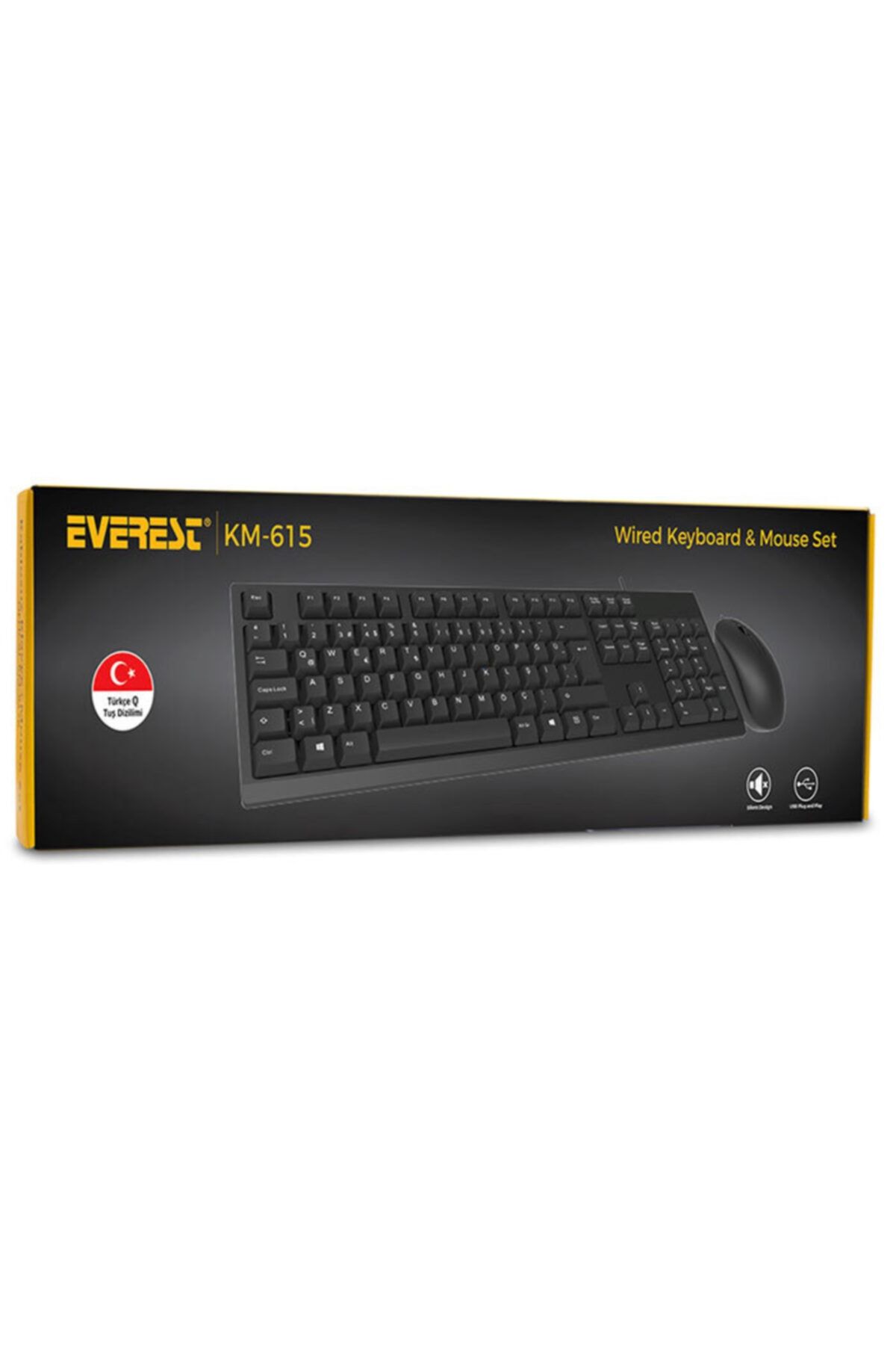Everest Km-615 Siyah Usb Combo Q Standart Klavye + Mouse Set