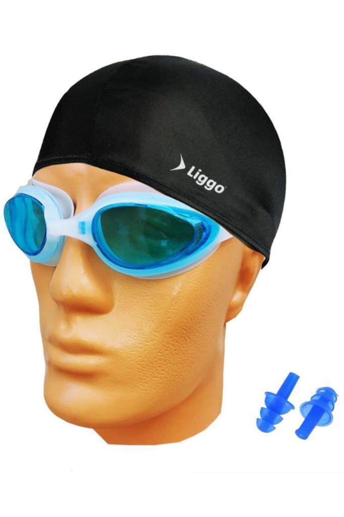 Liggo Yüzücü Gözlüğü Gs4 Havuz Deniz Gözlüğü+bez Bone+tıkaç