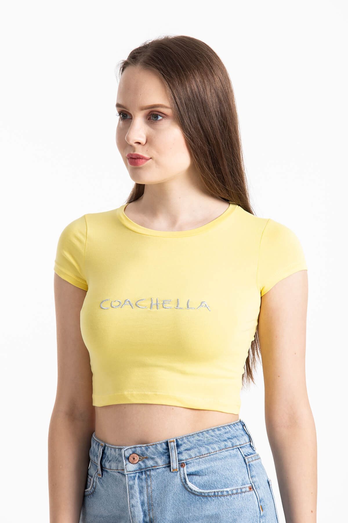 Mossta Kadın Sarı Coachella Basic Crop
