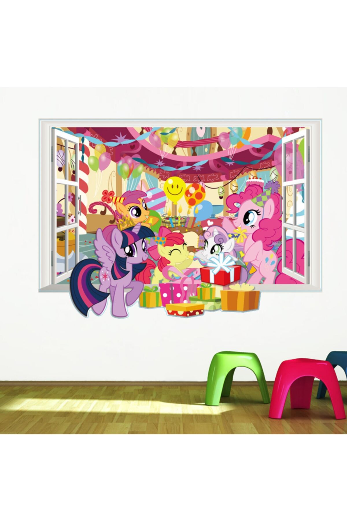 CRYSTAL KIDS Pony Doğumgünü Partisi Bebek Ve Kız Çocuk Odası Duvar Süsü Duvar Sticker
