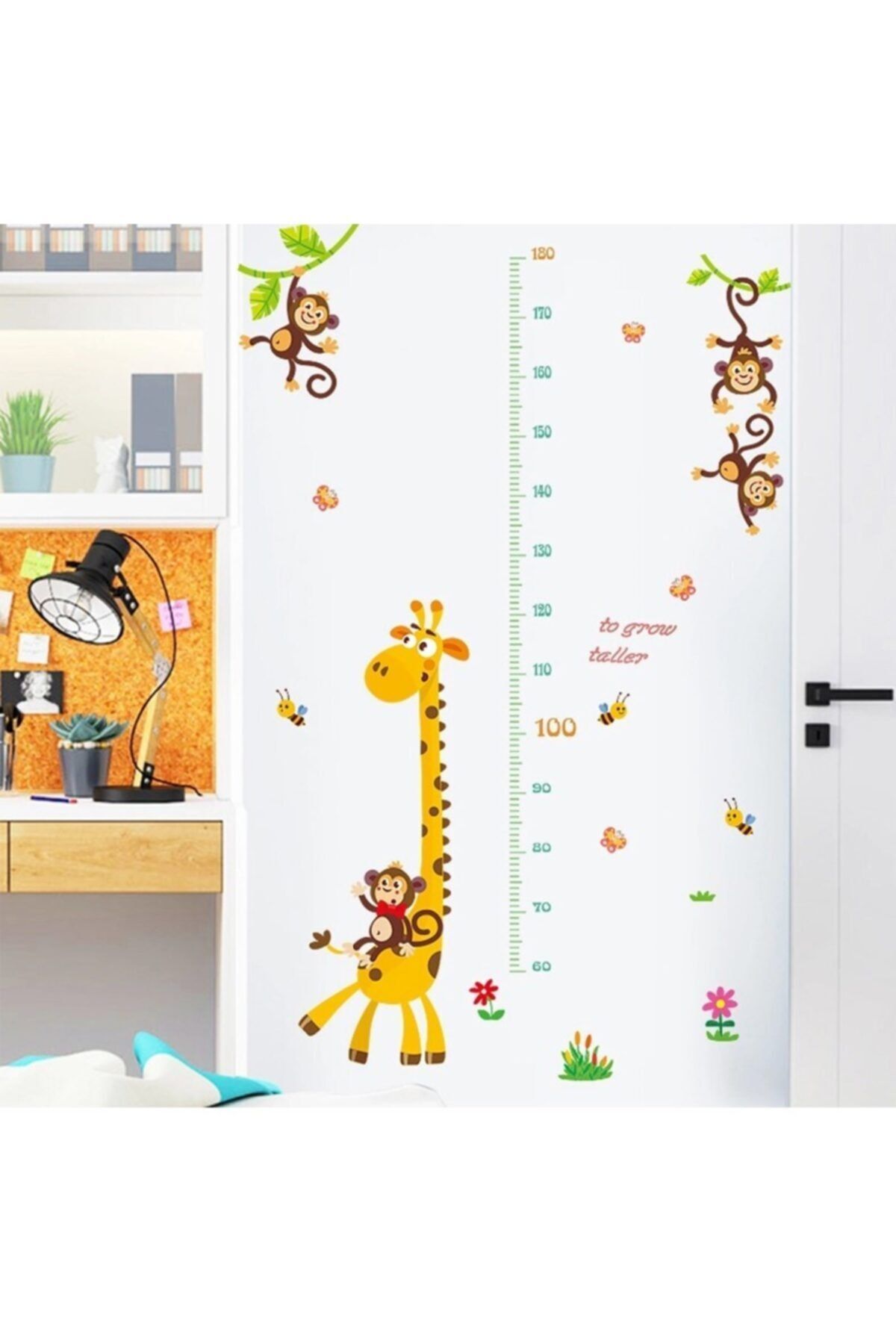 CRYSTAL KIDS Zürafa Ve Maymunlar Boy Ölçer Bebek Ve Çocuk Odası Dekorasyonu Duvar Sticker Çıkartma