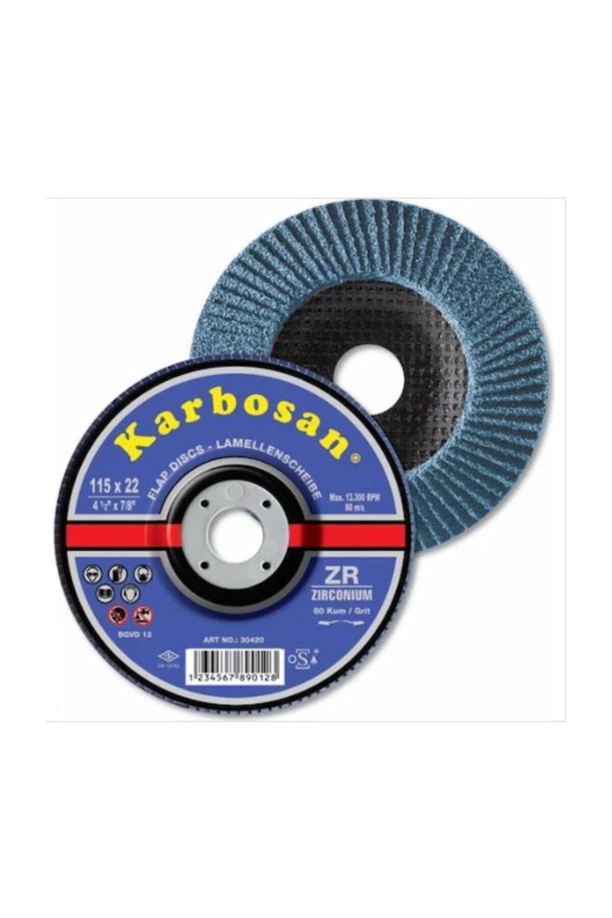 KARBOSAN Flap Disk Zirkonyum 115x22 Mm 80 Kum 1 Adet