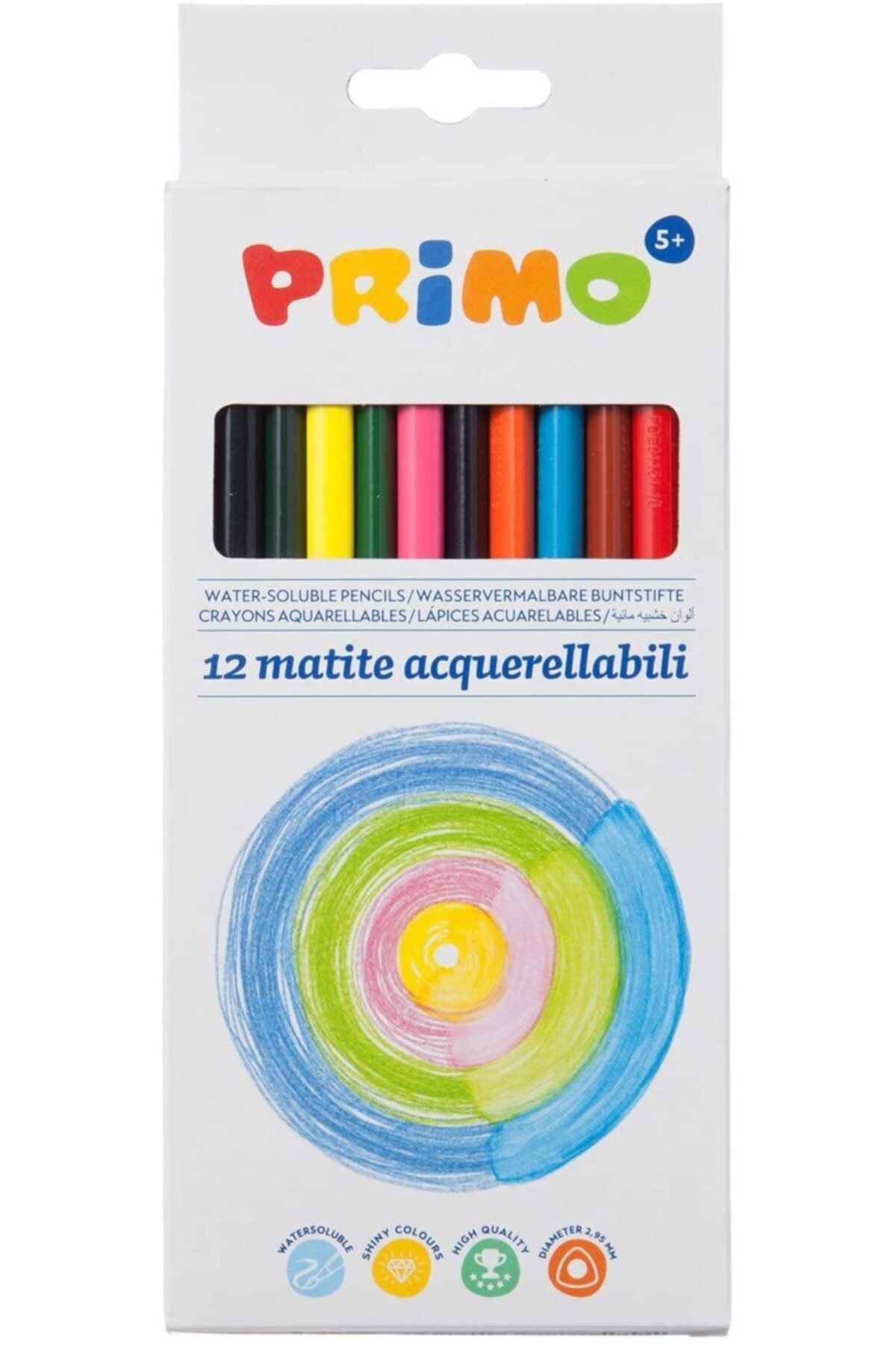 Primo 12 Li Kuru Sulu Boya Kalemi Suda Çözünür Renkli Kalemler