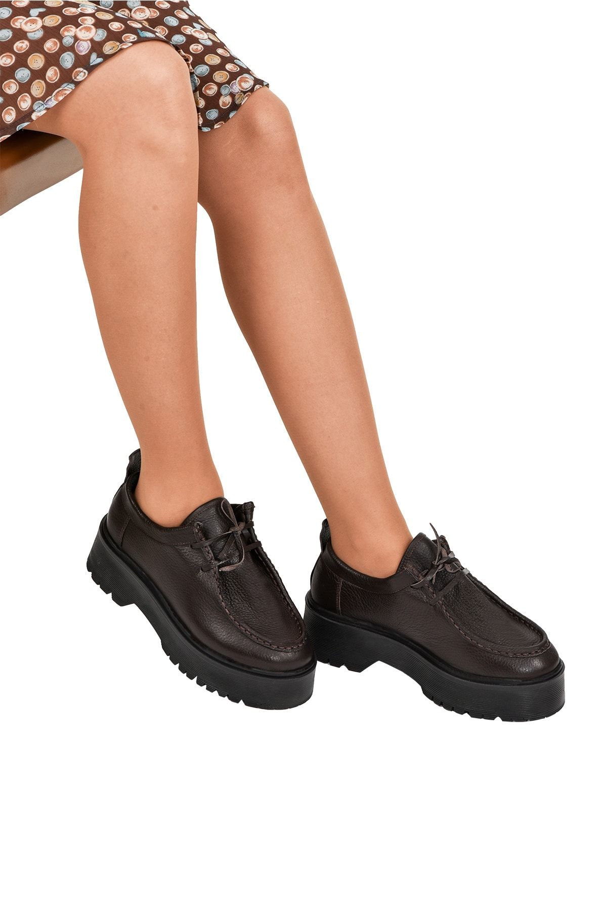Moosefield Hakiki Deri El Saraçlı Koyu Kahverengi Kadın Ayakkabı