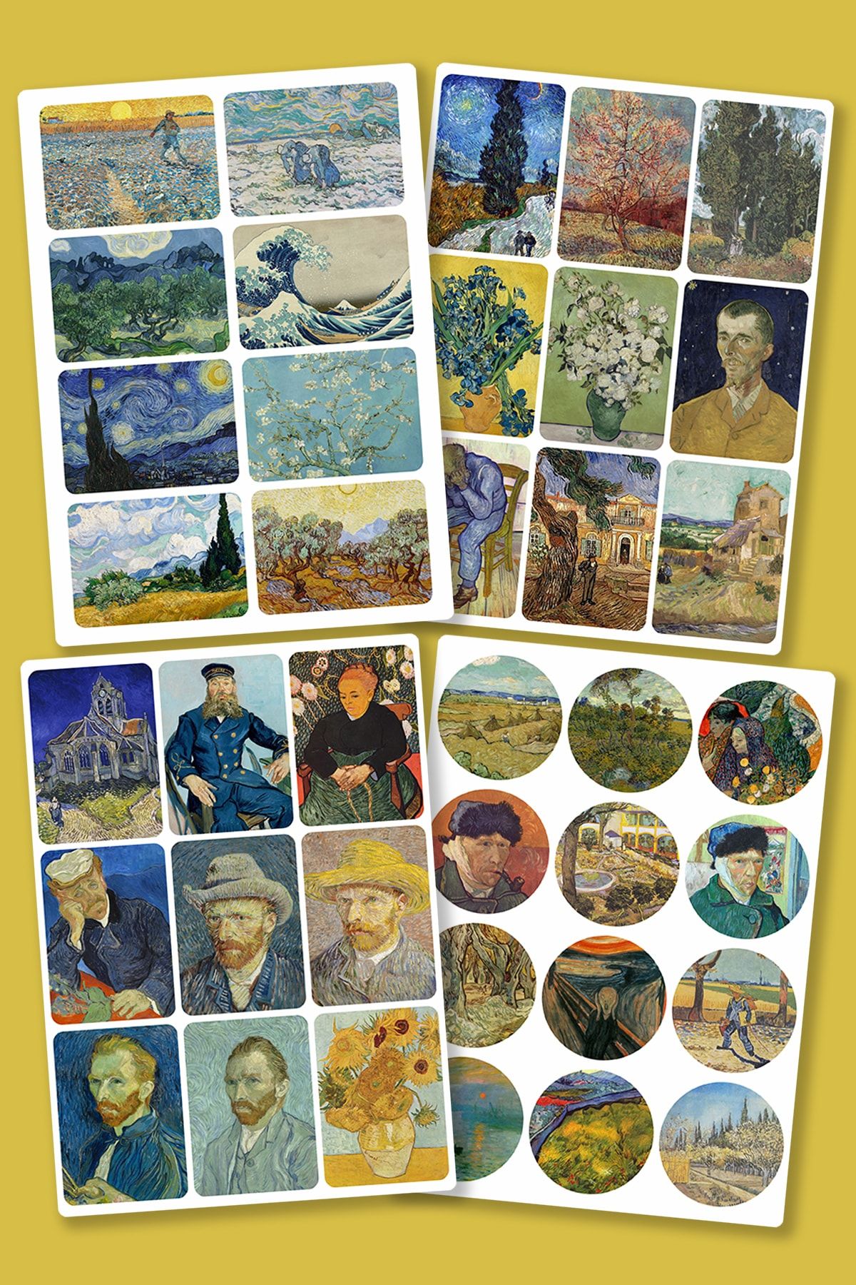 Özer Store Van Gogh Ünlü Tablolar Sticker Yapışkan Seti