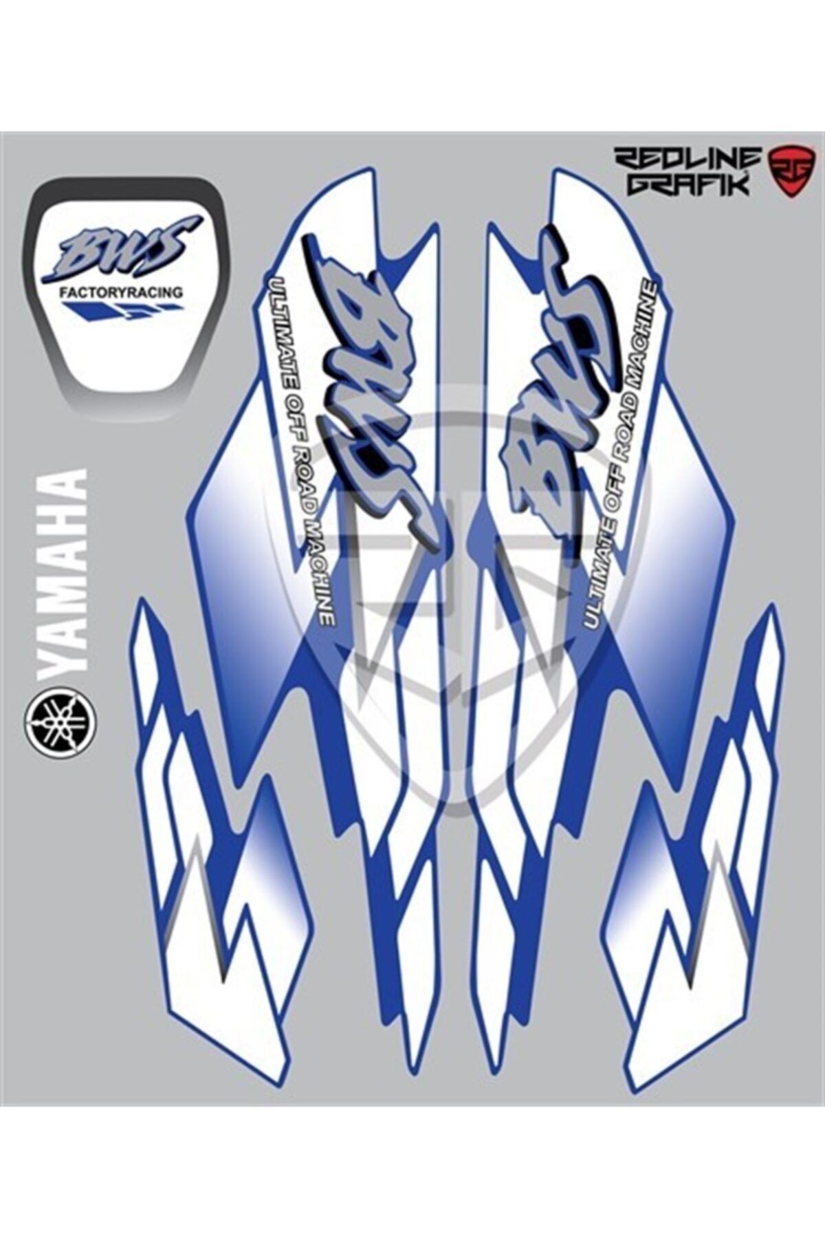 3M Yamaha Bws Orjinal Etiket Sticker Seti Komple Redline Grafik Beyaz-mavi