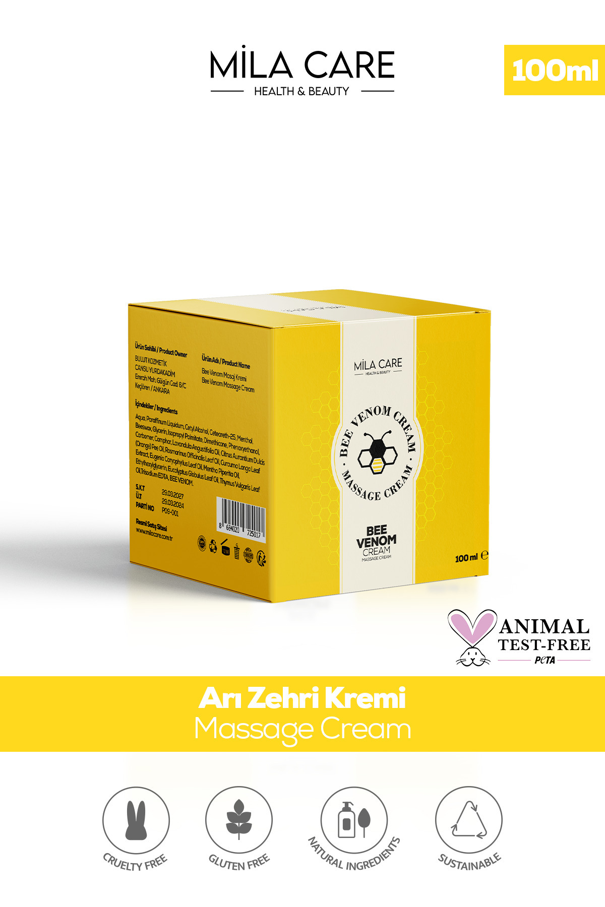 Mila Care Arı Zehri Kremi 100ml | Sağlık ve Güzellik İçin Doğal Bakım