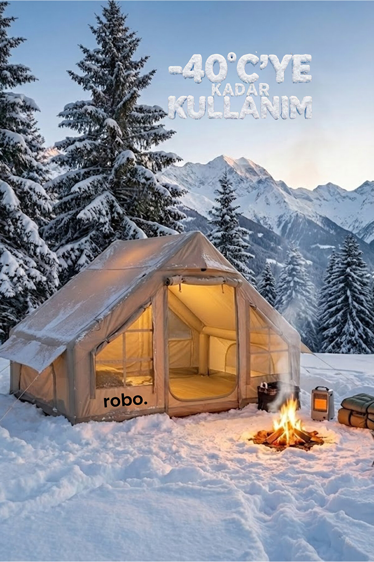 ROBO 6 Kişilik 4 Mevsim Şişme Kamp Çadırı -40°C Kullanım