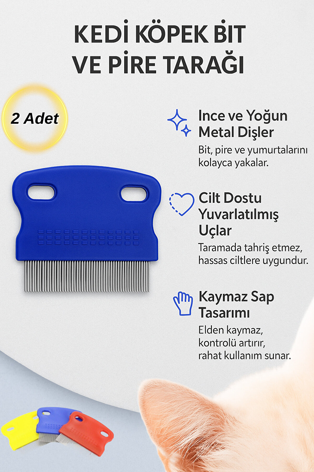 Hane Dostu 2 Adet Bit ve Pire Tarağı - Cilt Dostu Metal Tarak