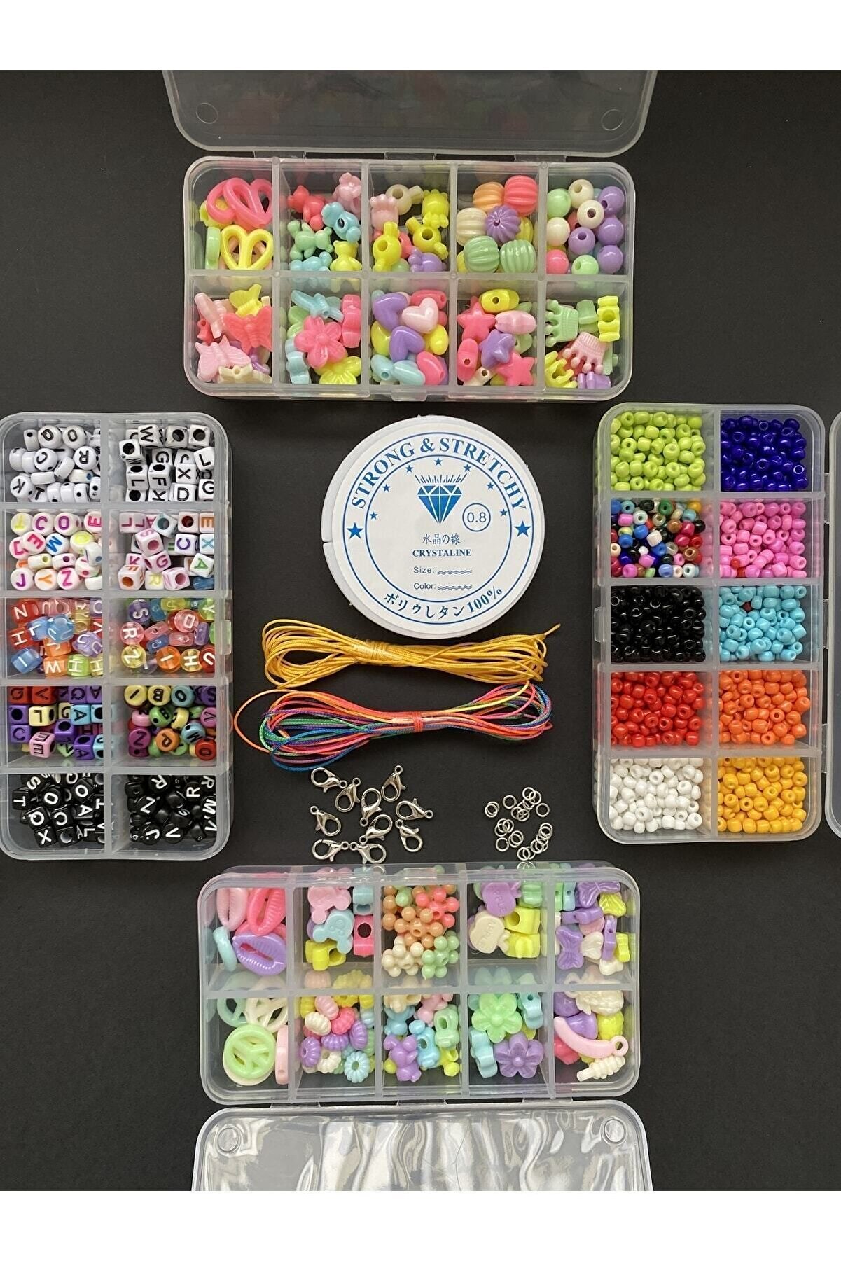 LİVZA BİJUTERİ Çift Şeker 4 Kutu Kendin Yap Hobi Takı Seti - Kolye, Bileklik, Telefon Charmı