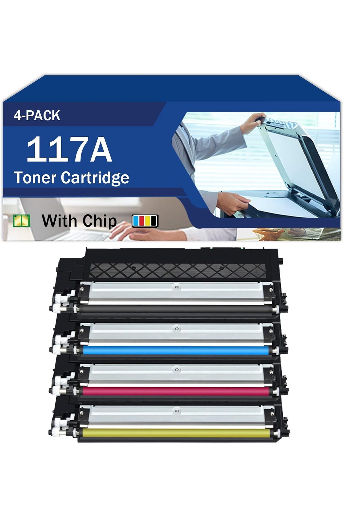 HP 117A ÇİPLİ MFP Toner Cartridges - 4 Pack for Printers 150a, 150nw, 178nw, 179fnw