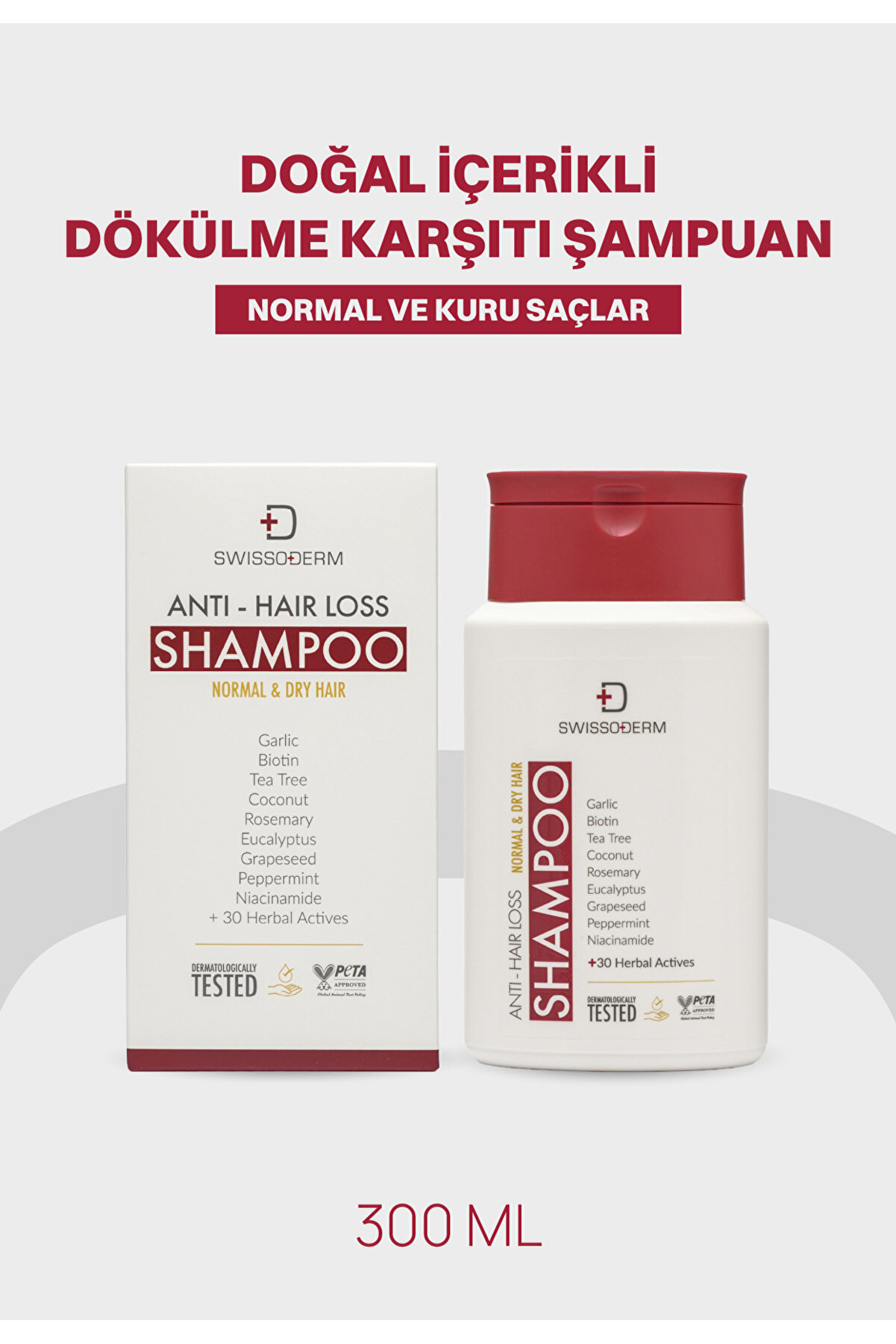 Swissoderm Dökülme Karşıtı Doğal Şampuan 300ml | Biotinli, Bitkisel Özlü