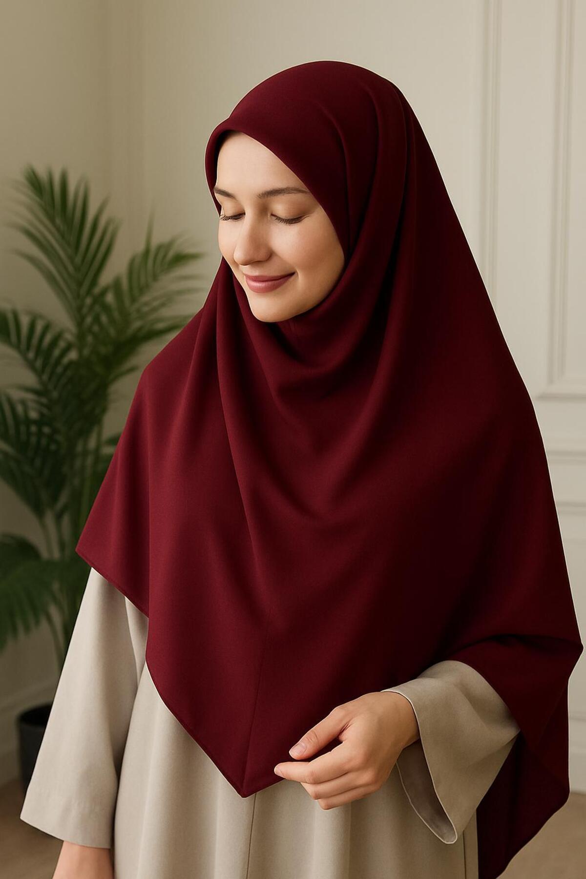 FRESCO SCARFS Tesettür Hijab Medine Ipeği Eşarp 120x120 Bordo - ₺346.01
