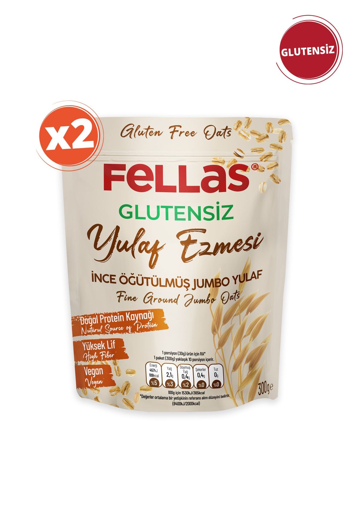 Fellas Glutensiz Yulaf Ezmesi 300 Gr X 2 Adet