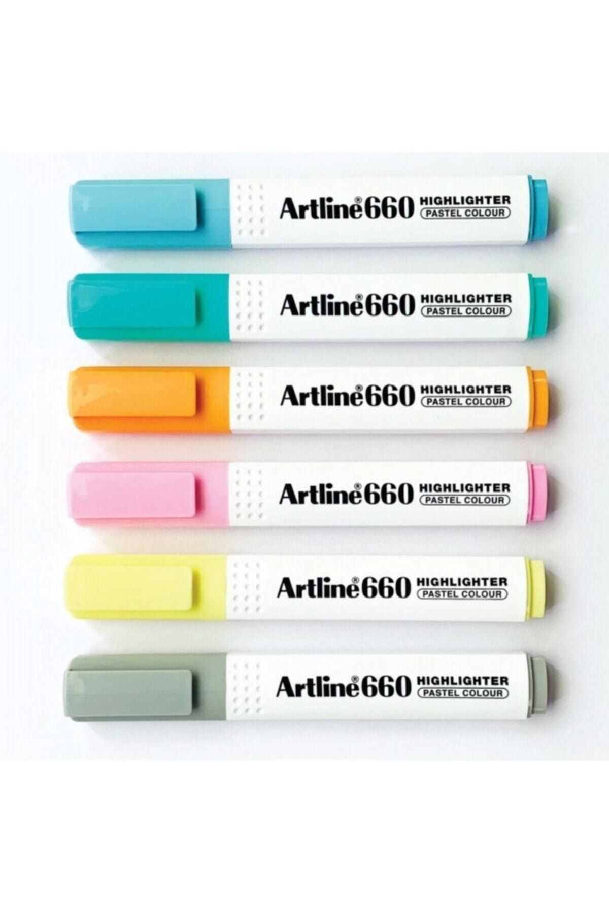 artline 660 Fosforlu Kalem Pastel Serisi 6 Renk Set
