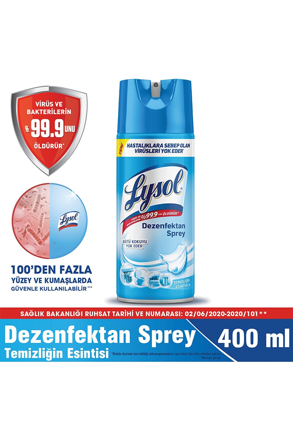 Lysol Dezenfektan Sprey Temizliğin Esintisi, Yüzeyler için, 400 ml