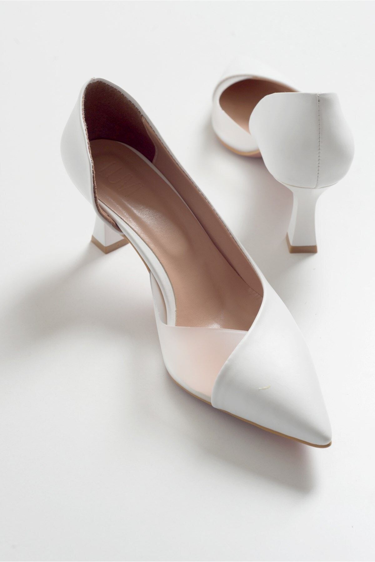 luvishoes 353 Beyaz Cilt Topuklu Kadın Ayakkabı