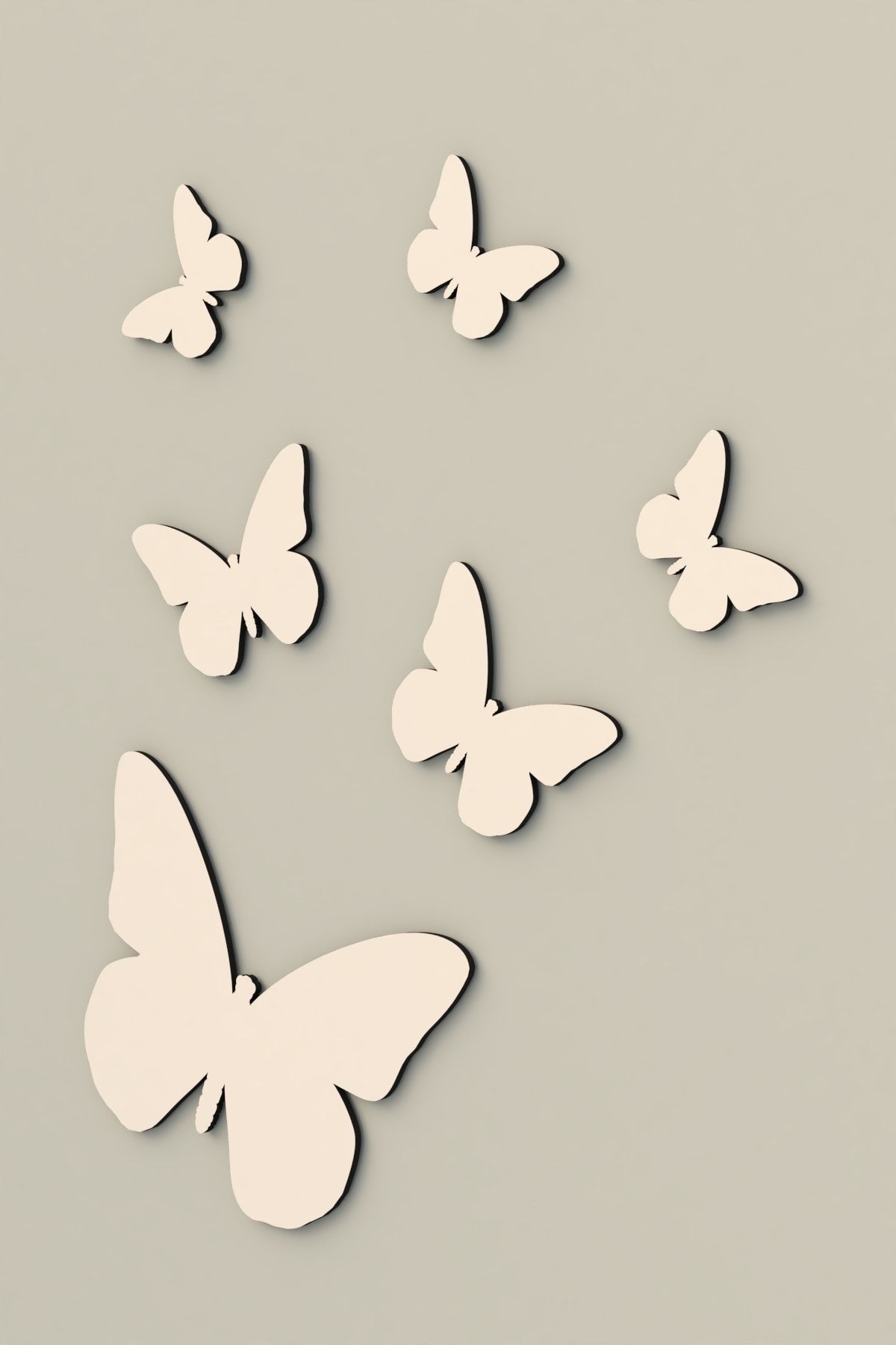 pi10reklam Dekoratif Ahşap 6lı Kelebek Duvar Süsü Beyaz 40x30