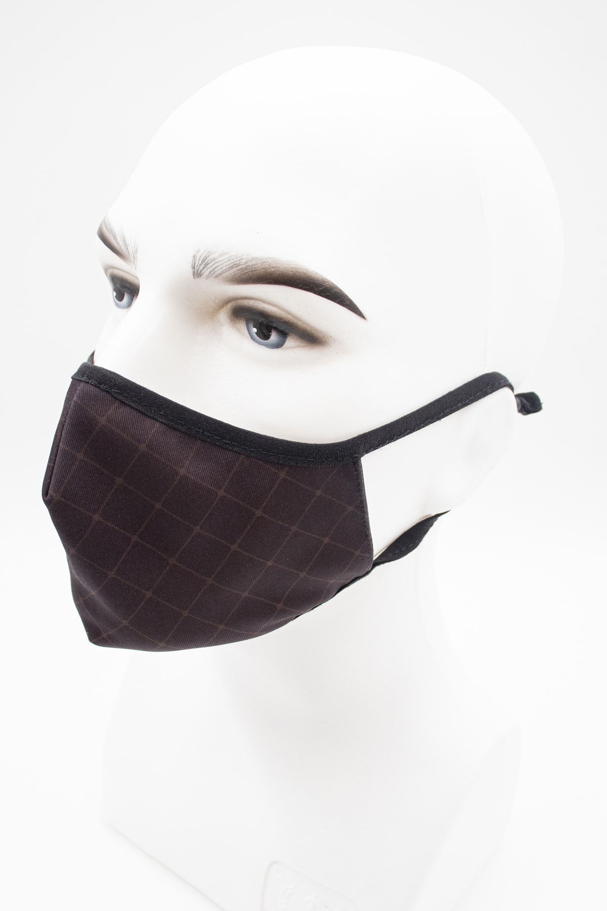 Provizyon Maske Kareli Desenli Kulak Boyu Ayarlanabilir Bordo Renkli Mikro Kumaş Yıkanabilir Maske