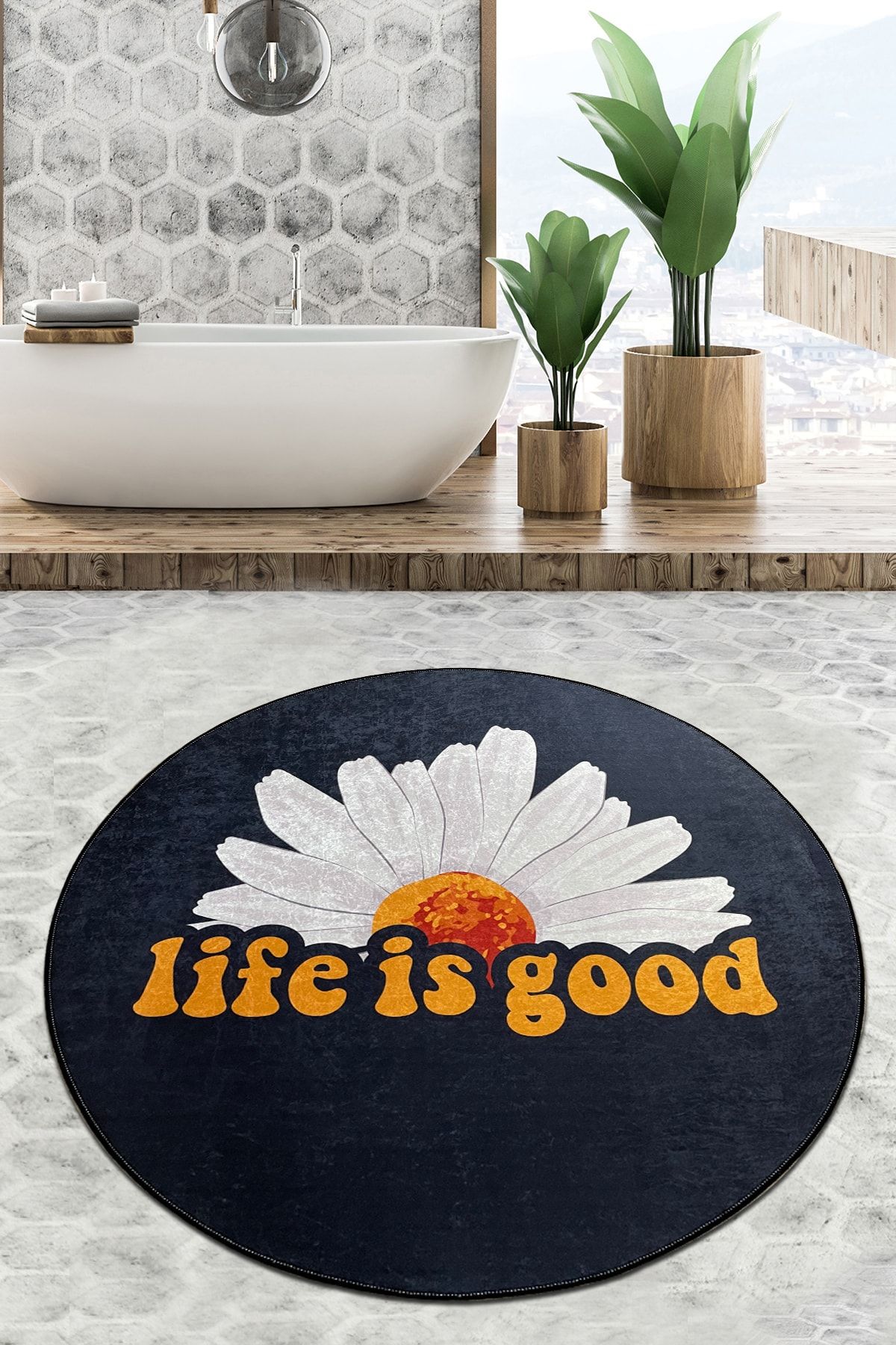 Chilai Home Life Is Good Çap Banyo Halısı Djt 120x120 Cm
