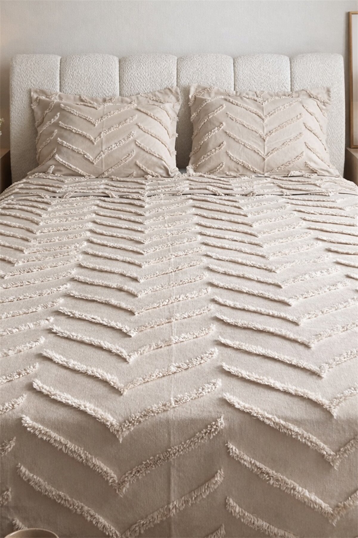 REYS Bohem Arlinageo Çift Kişilik Yatak Örtüsü Takımı 240x250 - BEJ -