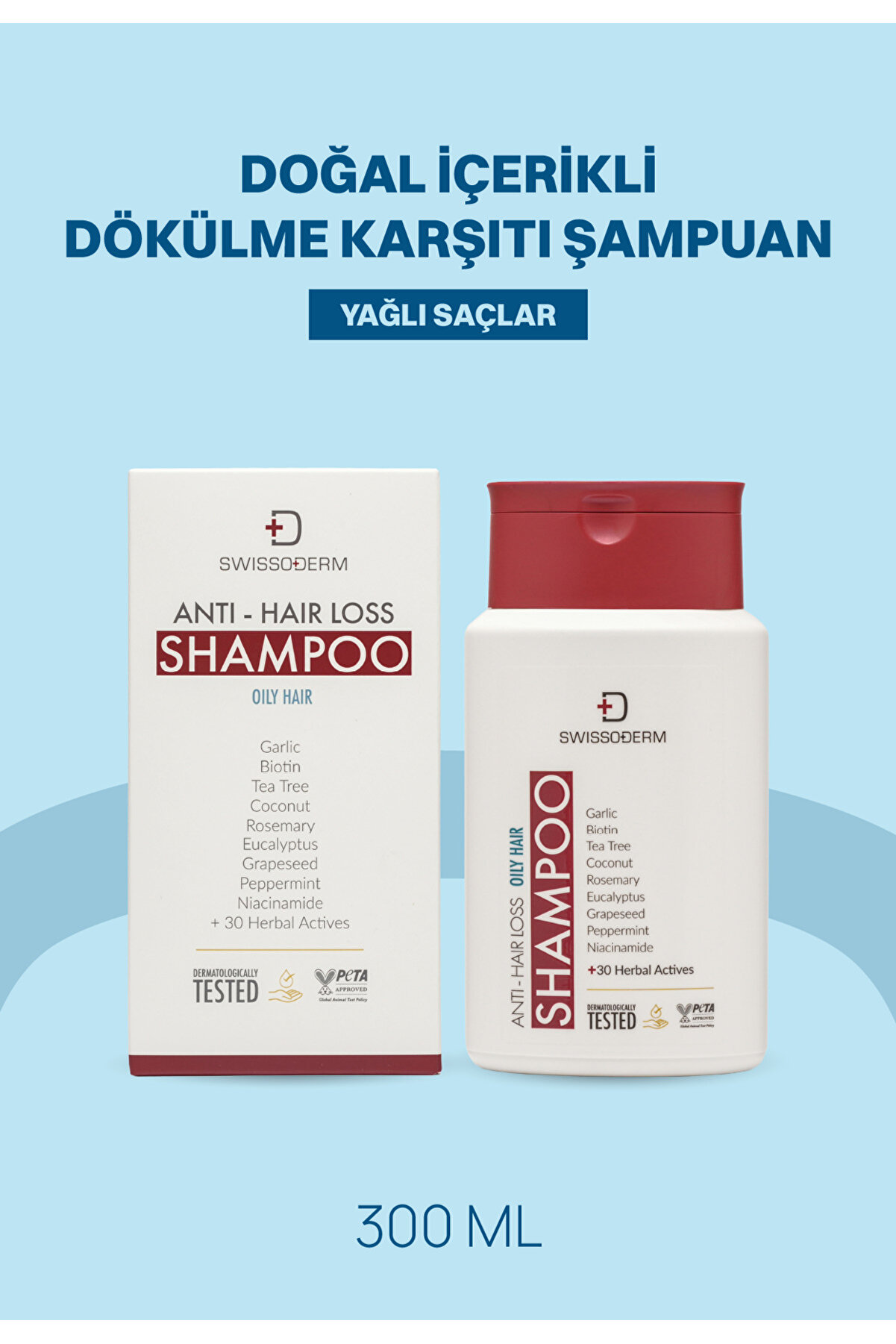 Swissoderm Doğal Şampuan 300ml | Dökülme Karşıtı, Biotinli, Yağlı Saçlar İçin