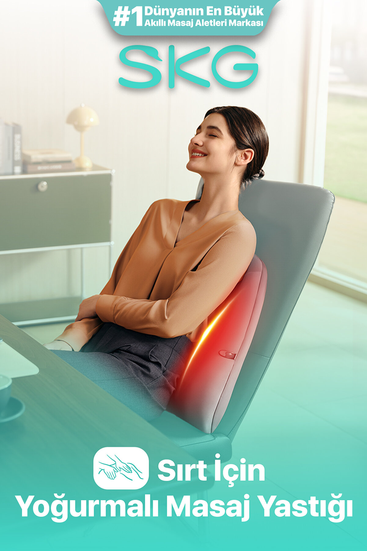 SKG TS700 Derin Doku 4D Shiatsu Akıllı Bel ve Sırt Masaj Yastığı | Isı Terapisi & Termoterapi