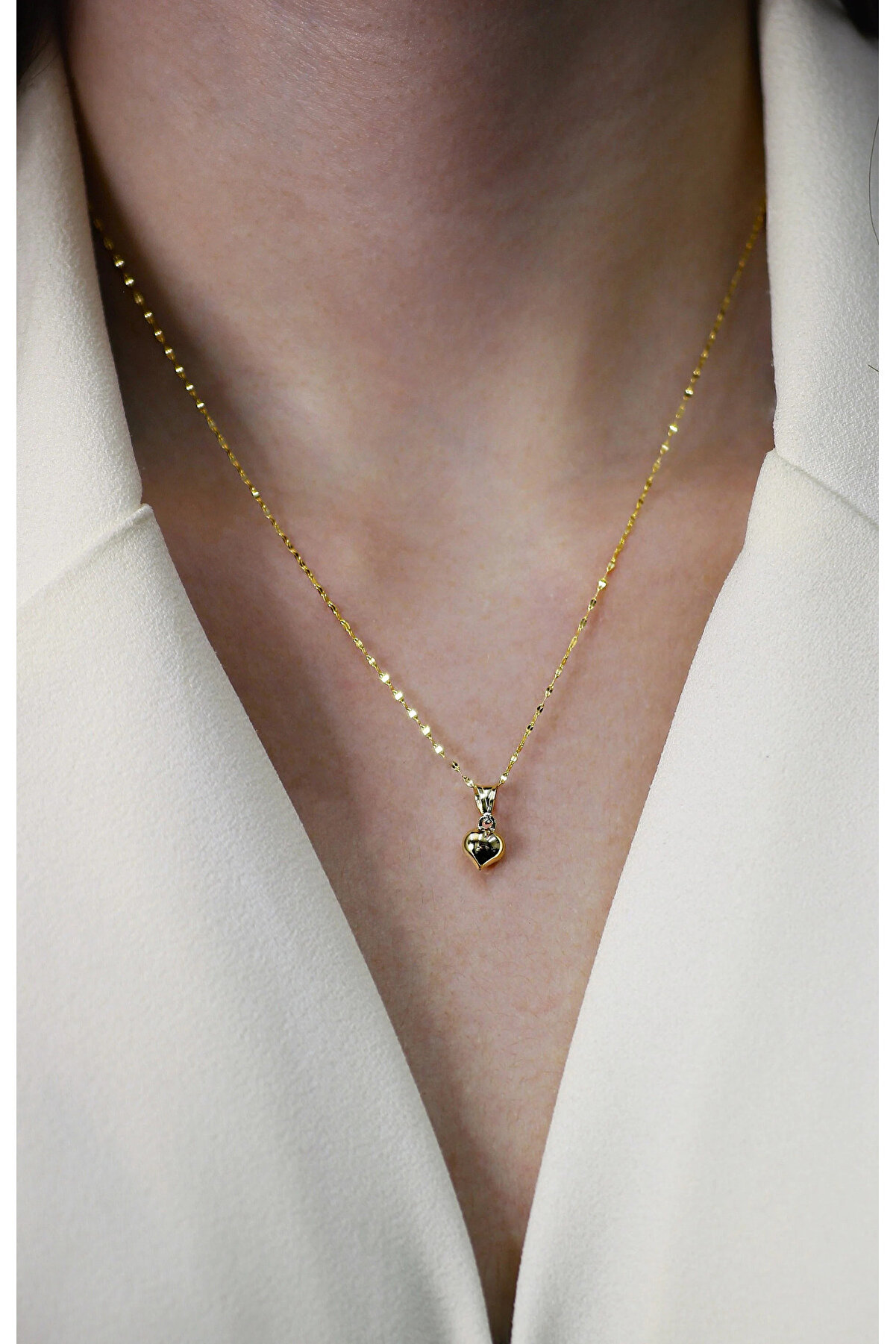Di̇ami̇ne Pirlanta Sevgililer Günü Hediyesi 14 Ayar Altın Kalpli Kolye