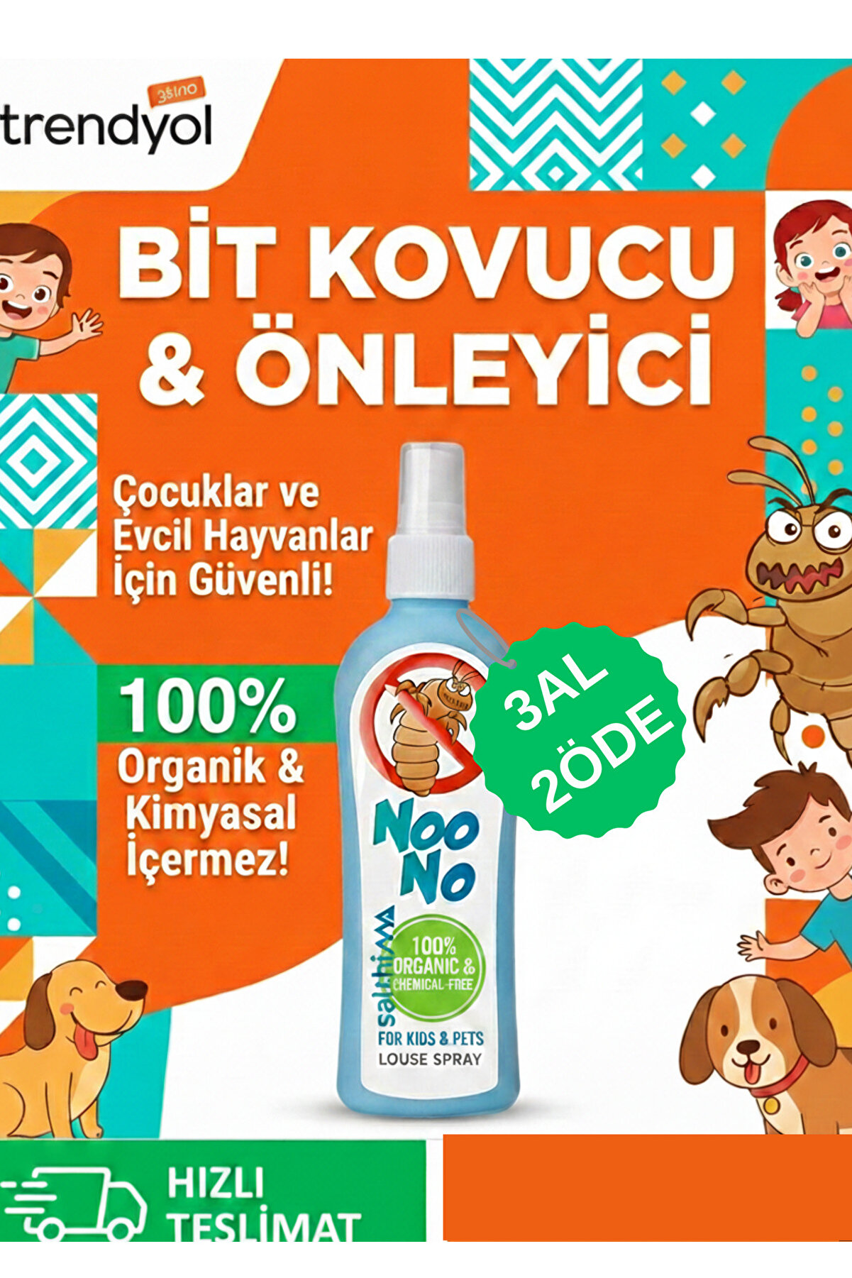 Salthima Noono Bit Kovucu Sprey 100 ml | Bit Önleyici Saç Spreyi, Lavanta Özlü, Çocuklar İçin