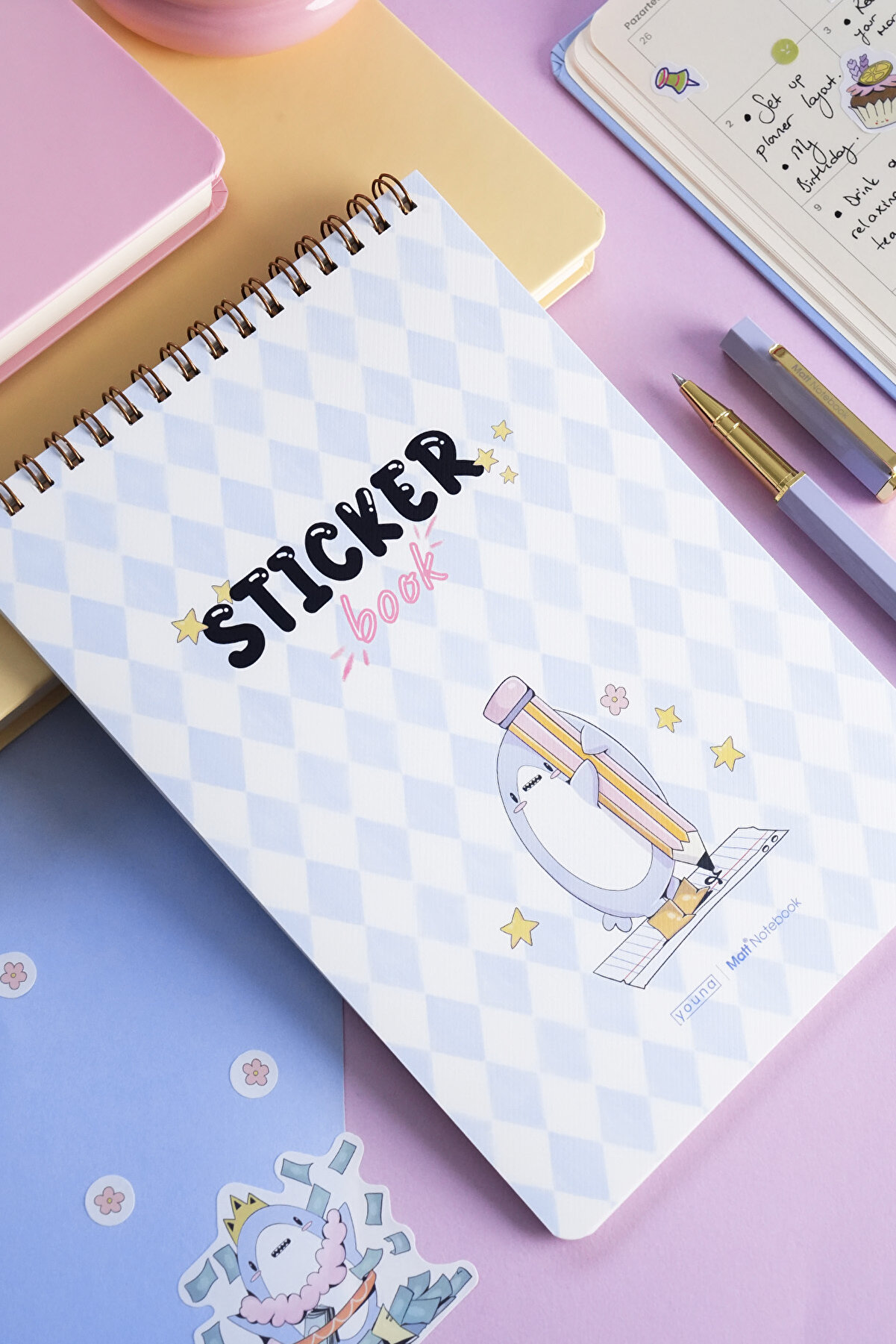 Matt Notebook Youna Sticker Book 674 Adet Renkli Etiket Defteri