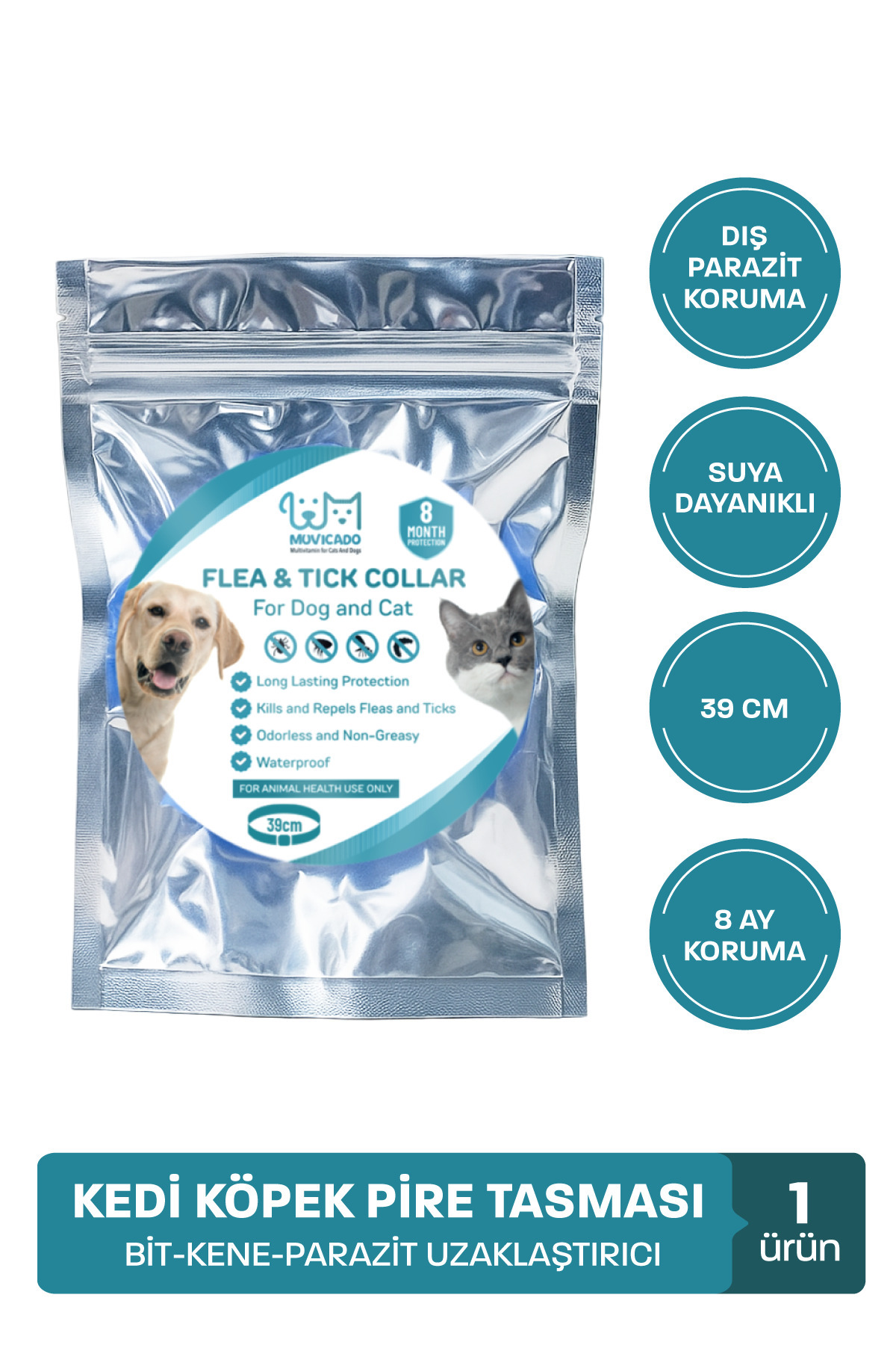 muvicado Kedi Köpek Dış Anti Parazit Pire Kene Tasma 38 cm