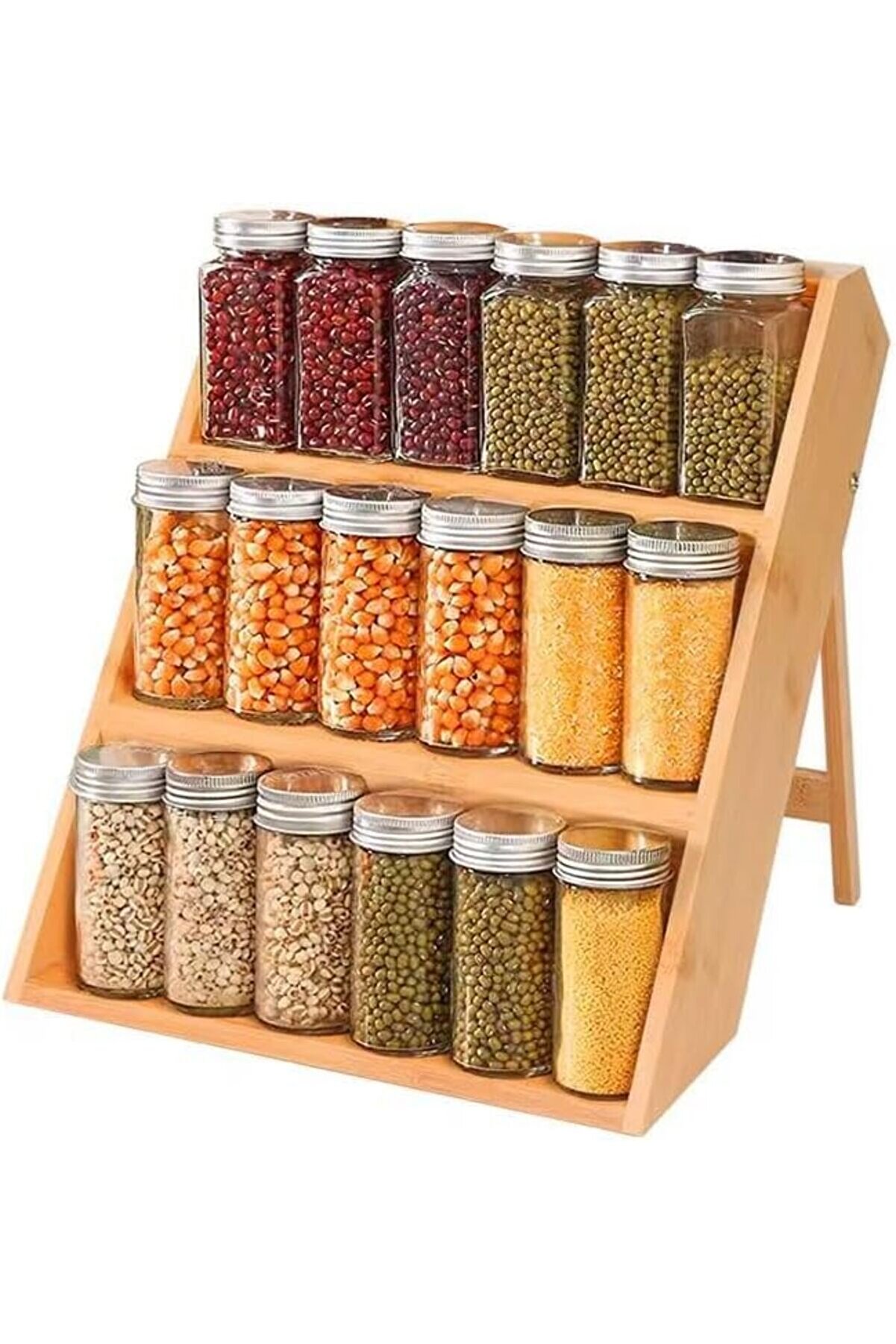 Yıldızan 3 Katlı Bambu Ayaklı Baharatlık Rafı - Organizer