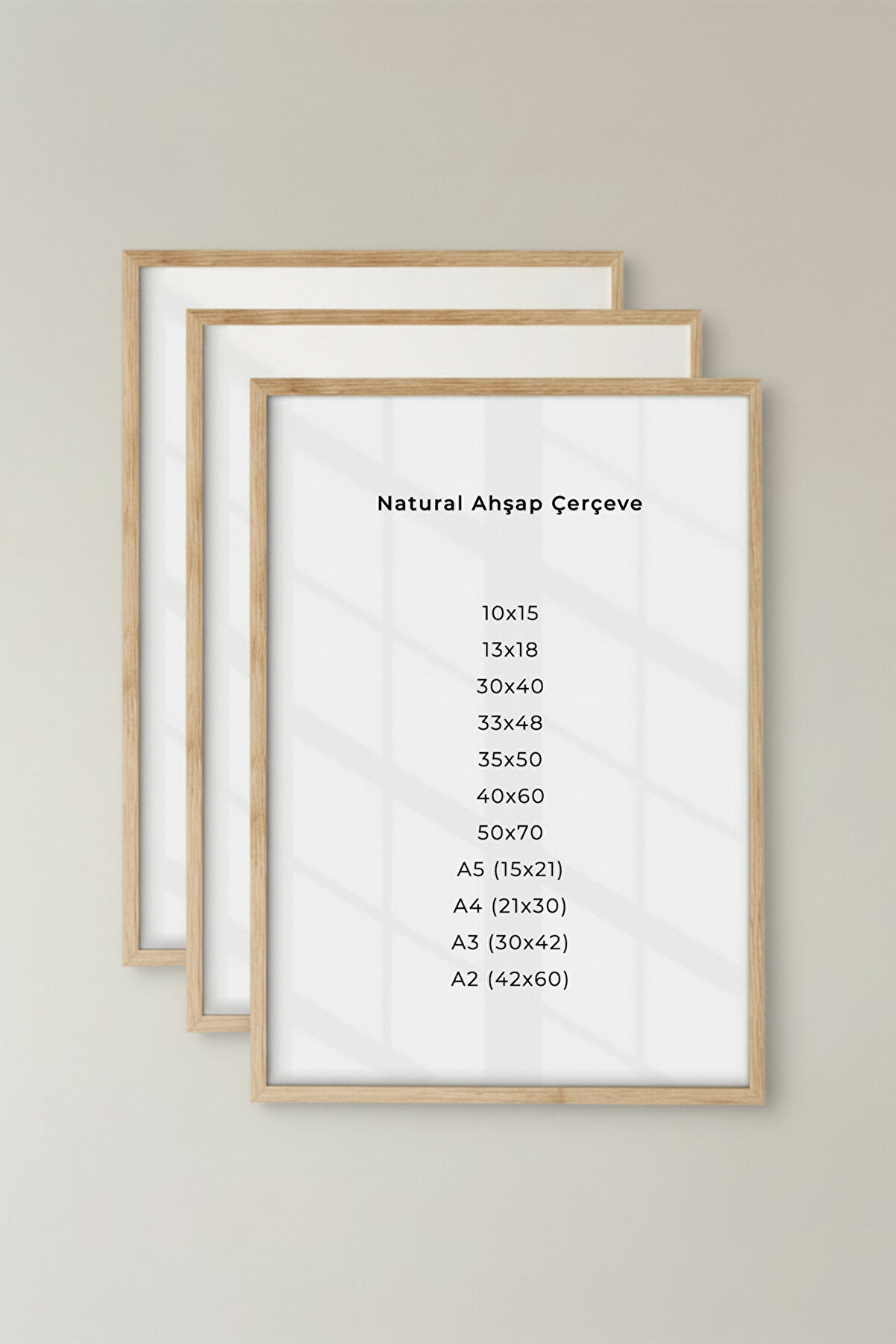 Zevahir Home 3 Adet Ahşap Duvar Çerçevesi - Salon ve Bebek Odası İçin Stylish Çerçeve Seti