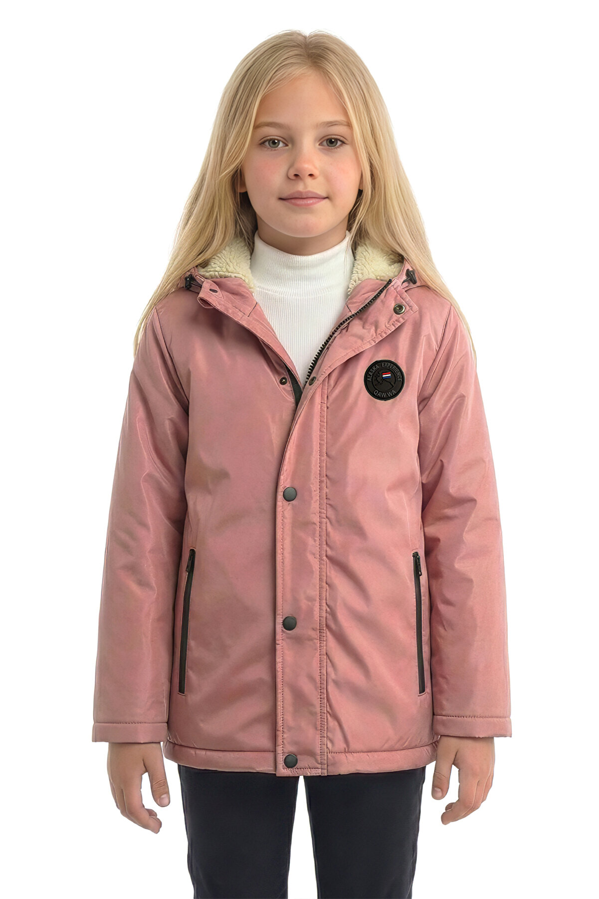 QAWWA Kız Çocuk Kışlık Parka Mont - Sıcak Tutan Kürklü Parka