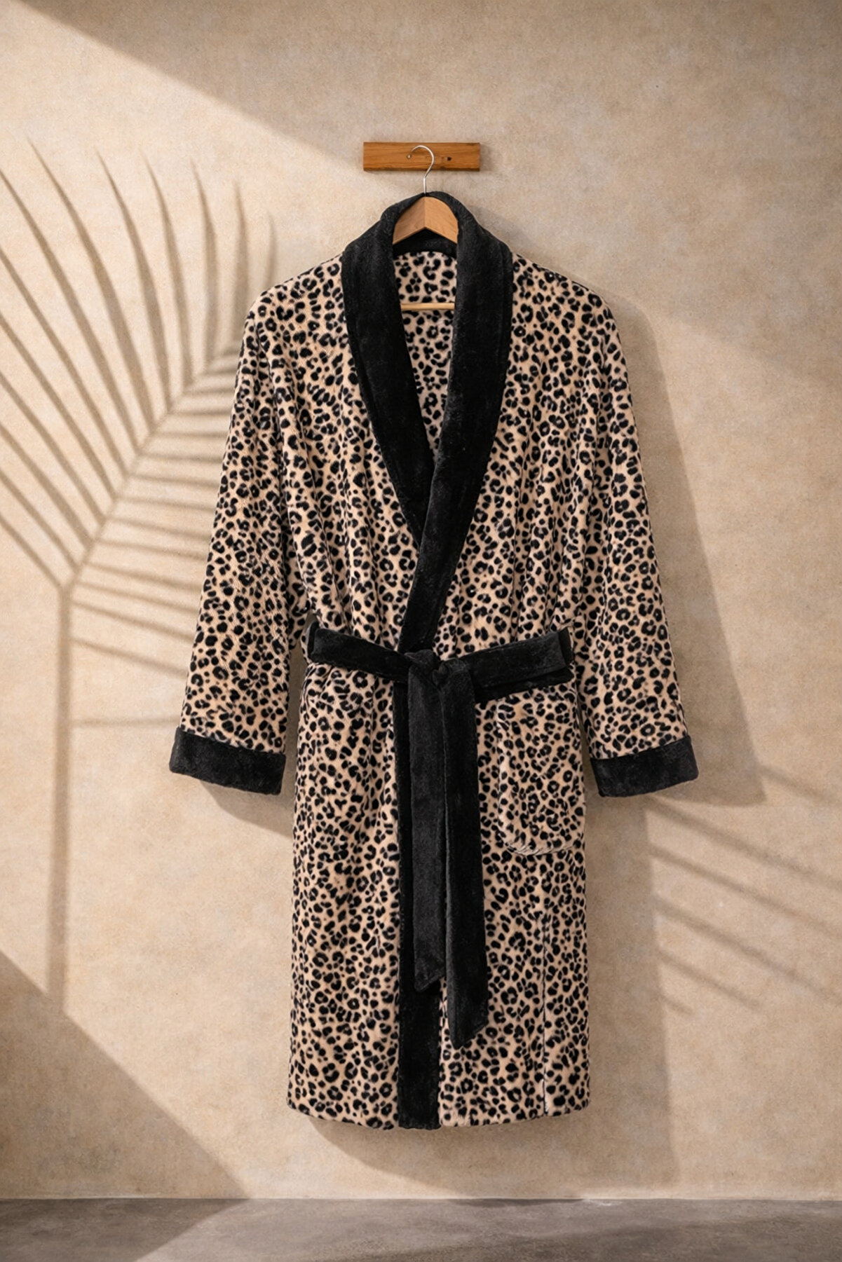 Ellia Soft Leopar Şalyaka Wellsoft Sabahlık | Yünlü Bornoz