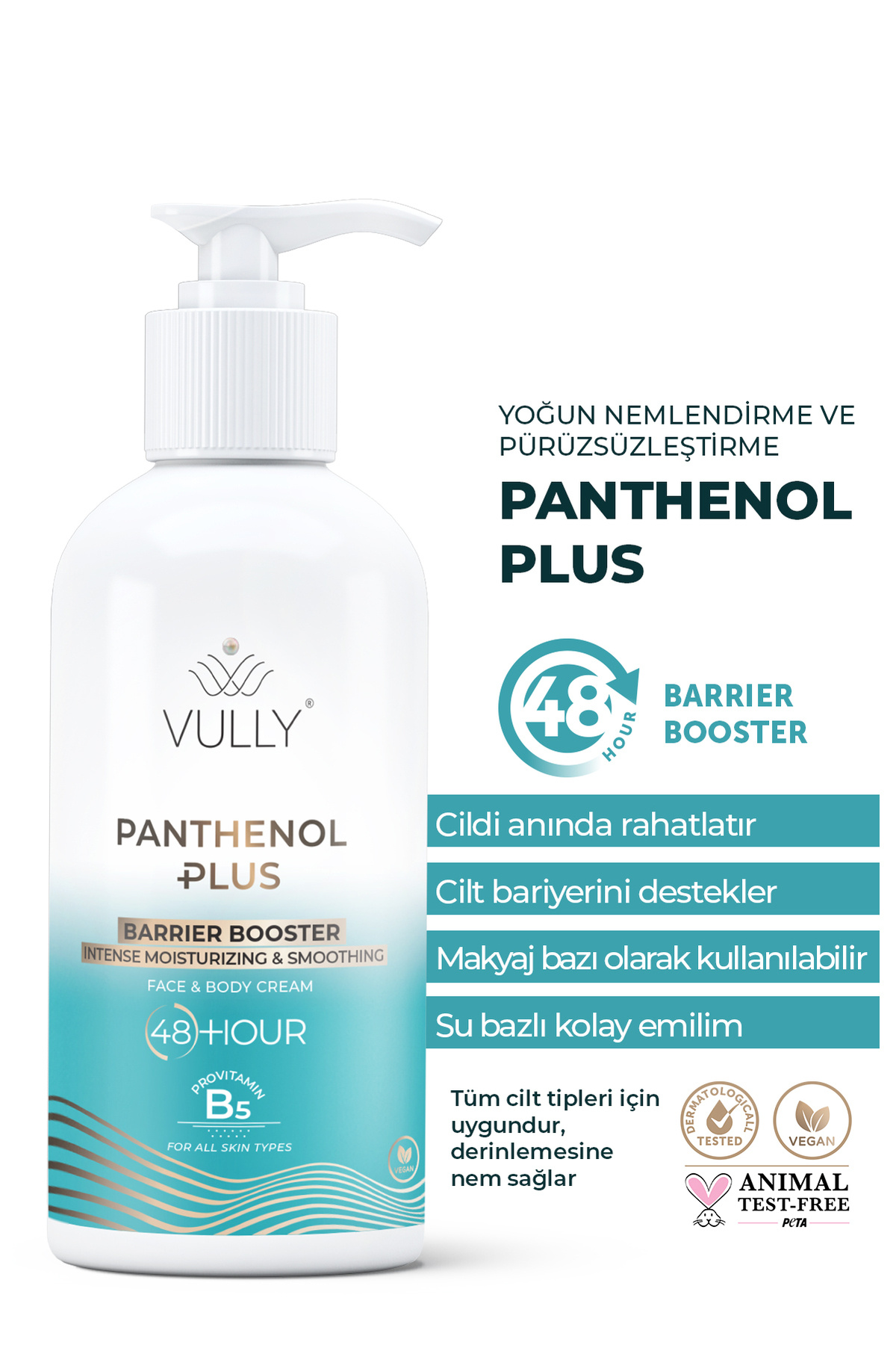 VULLY Panthenol Plus 48 Saat Nemlendirici ve Onarıcı Yüz & Vücut Kremi