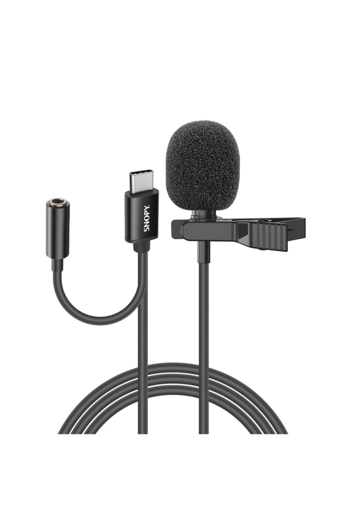 Snopy Sn-mtk45 Siyah Type-c Akıllı Telefon, Tik-tok Ve Youtuber Kulaklık Çıkışlı Yaka Mikrofonu