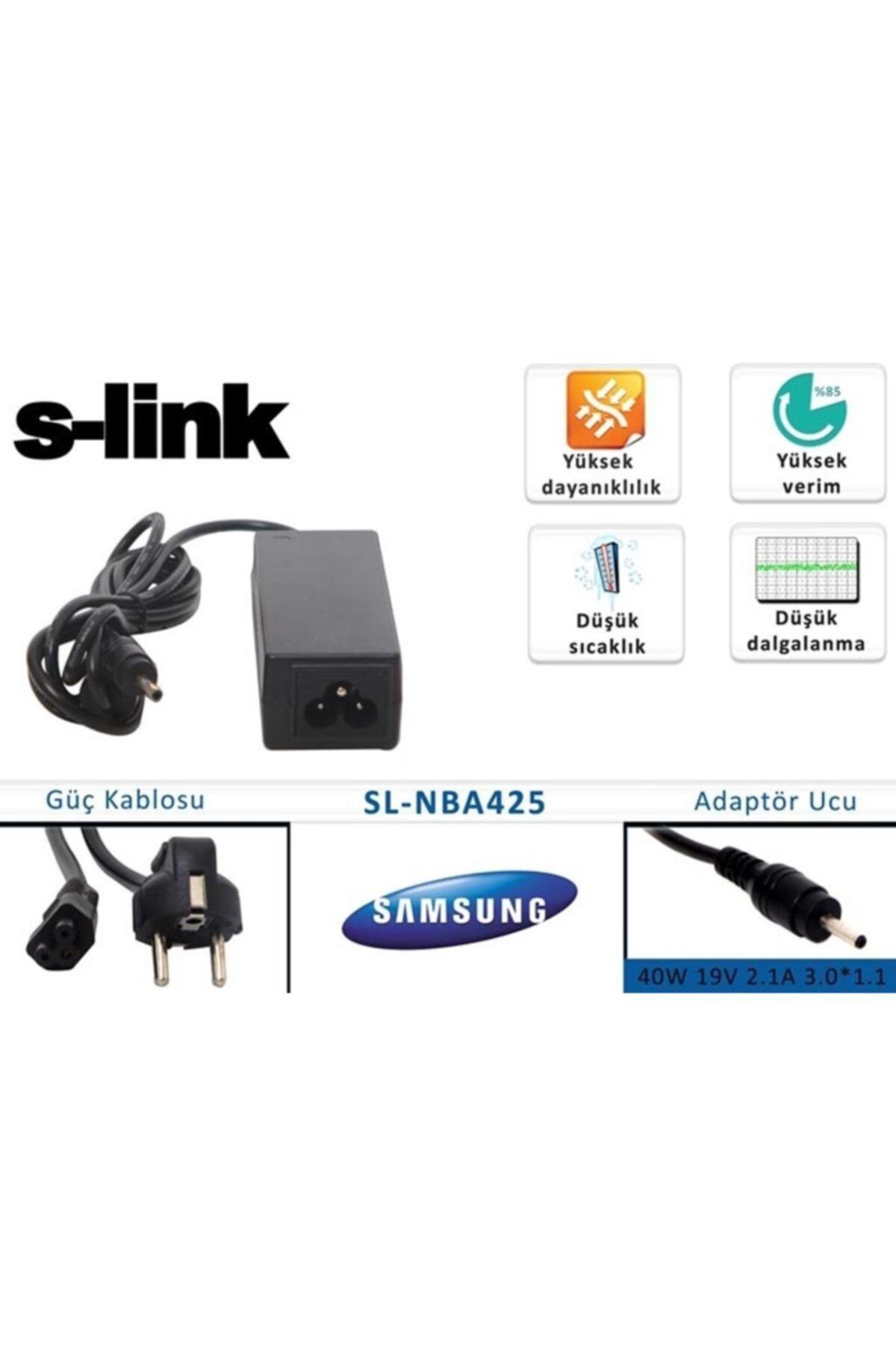 S-Link Sl-nba425 40w 19v 2.1a 3.0-1.1 Samsung Uyumlu